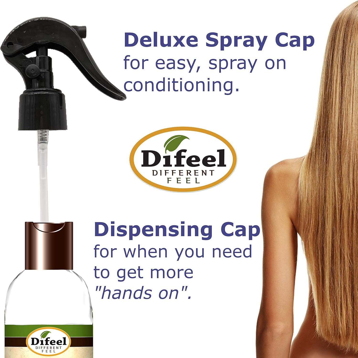 Difeel Pro-Growth Biotin Leave in Conditioning Treatment 6 oz. with Spray Cap & Dispensing Cap