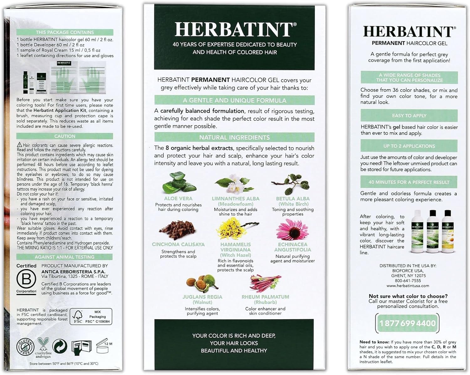 Herbatint Permanent Hair Dye For Women - 7N Blonde - For Up To 100% Gray Coverage of Resistant Gray Hair - Ammonia-Free, Alcohol-Free & Vegan - Salon Influenced Hair Color 5.75 fl oz