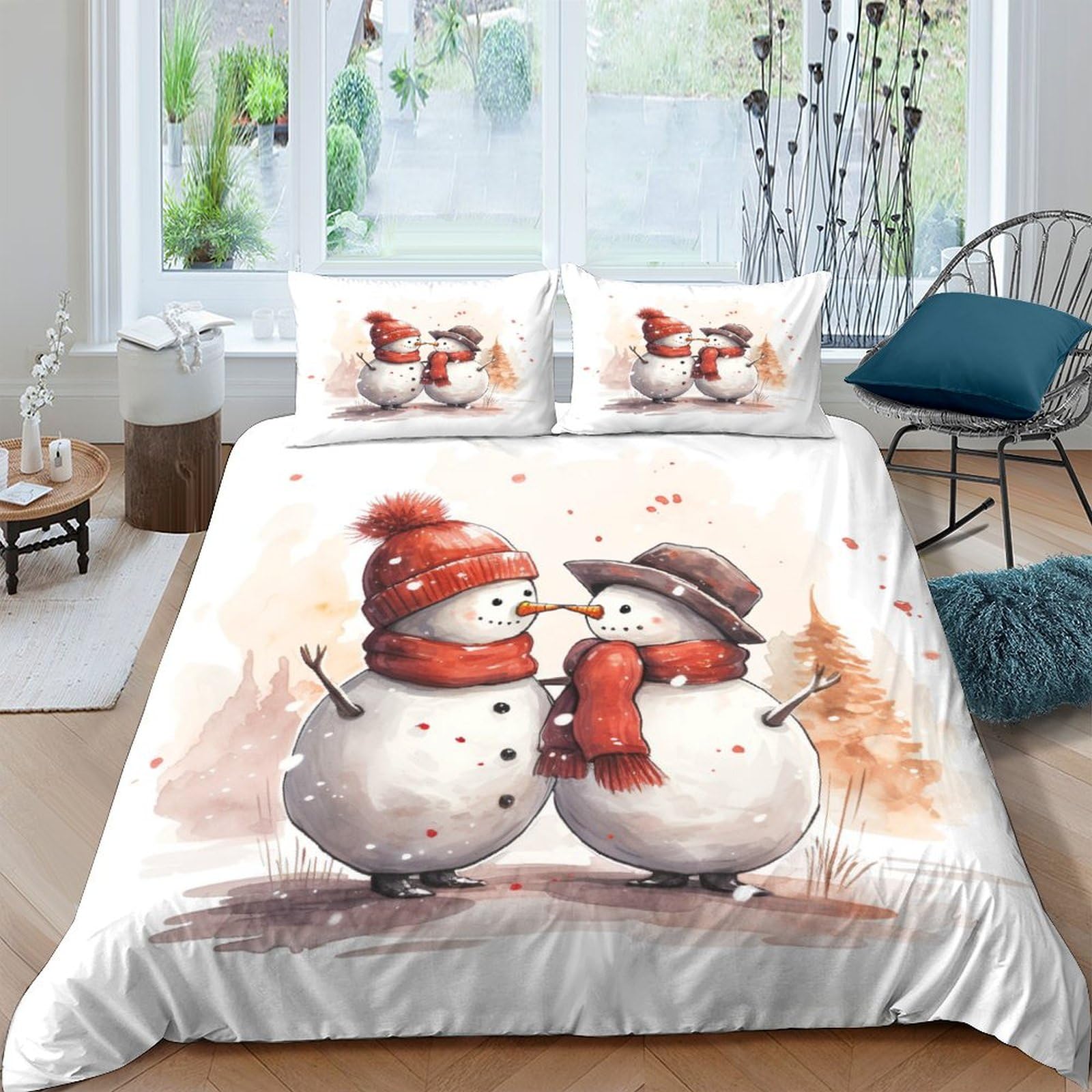Housse de couette bonhomme de neige parure de lit microfibre 3D