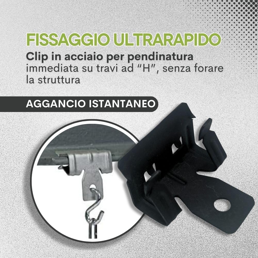 CLIP IN ACCIAIO PER FISSAGGIO SU TRAVE DI FERRO AD H (Per aletta da 4 a 10 mm)