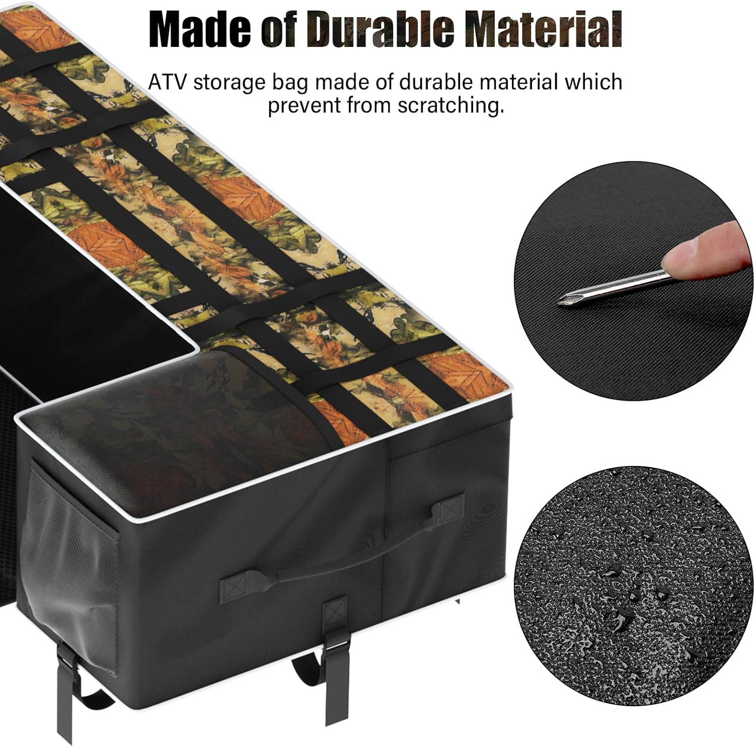 SUNPIE ATV Soft Cargo Bags with Seats Cushion Pad with Upgrade Zipper, Fourwheel Rear Rack Cargo Bag Compatible with Sportsman 450 500 570 Scrambler TRX FourTrax Outlander 570 Suzuki