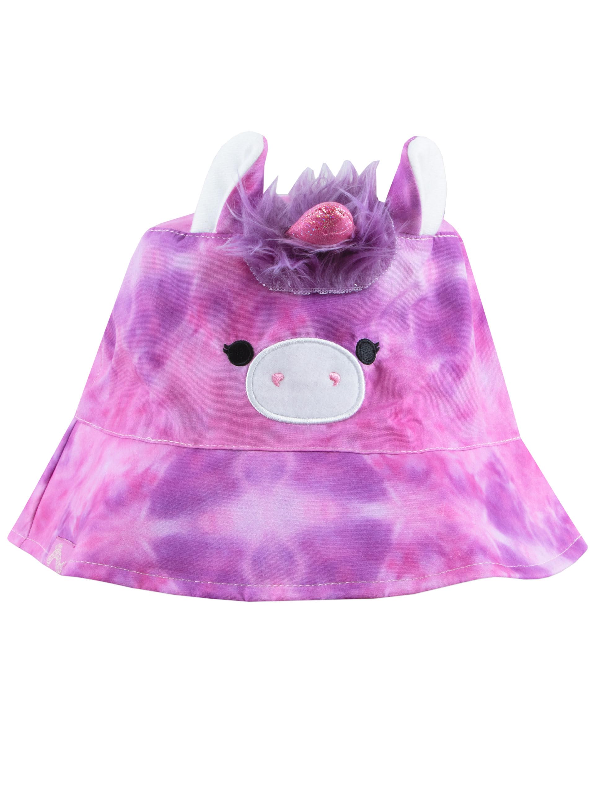 Squishmallows Girls Hat, Lola Kids Bucket Hat with 3D Ears and Horn, Girls Summer Cap, One Size Purple