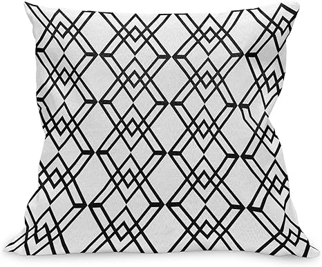 black and white grid pillow