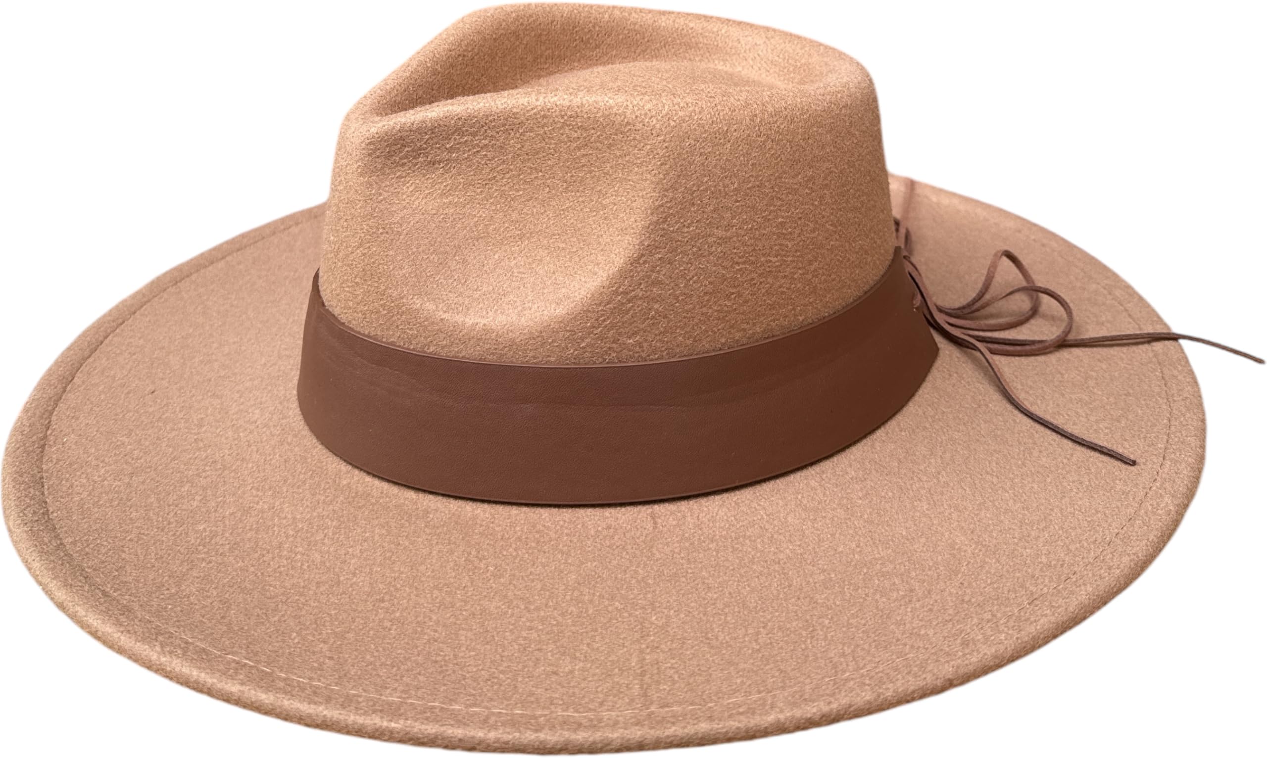 Fashion You Want Women's Felt Hat Fedora Hat Wide Brim Festival Carnival Outfit Boho Band Fedora Wide Brim Travel Cowboy Hat Felt Rancher Wool Hat Vintage Panama Hats, Plain camel, One Size