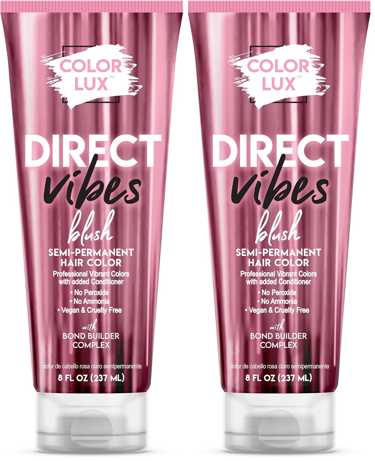 Color Lux Direct Vibes Semi-Permanent Hair Color, Blush, Vibrant & Long-Lasting Shade, Ammonia-Free, Vegan, Sulfate-Free, Paraben-Free, 8 fl oz (Pack of 2)