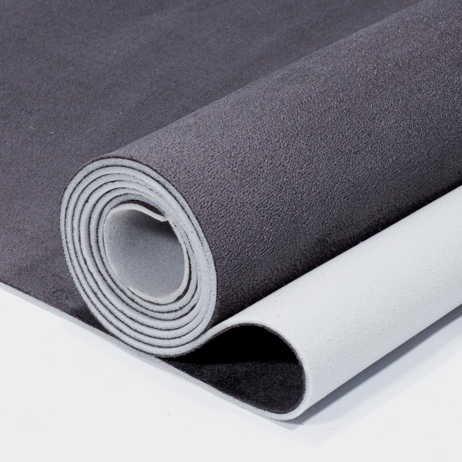 Babnecl Suede Auto Headliner Fabric 122" L × 60" W with Foam Backing - Tube Packaging - Dark Grey Interior Replacement Material for Car/Truck/SUV/RV Roof - Home Repair/DIY Headliner Material