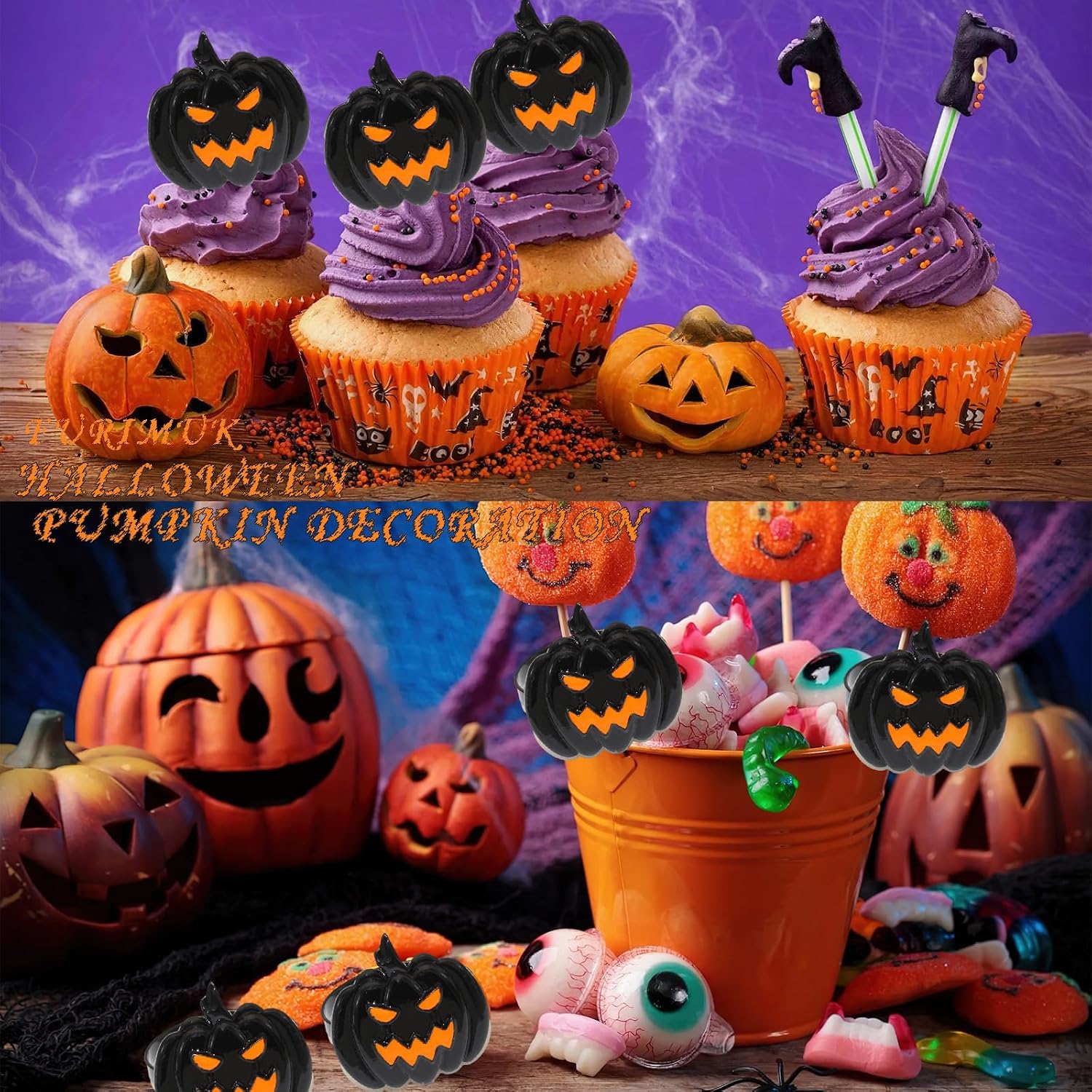 6 Pcs Halloween Napkin Rings Set Pumpkin Napkin Ring Holders Black Spooky Metal Alloy Serviette Buckles for Halloween Kitchen Dinner Table Party Decorations