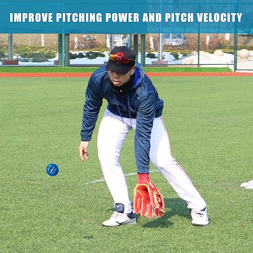 Miniatura 7 de Paquete de 69 pelotas de béisbol pliométricas con peso (3.5-16355370 onzas), peso variable para mejorar la potencia y el entrenamiento de
