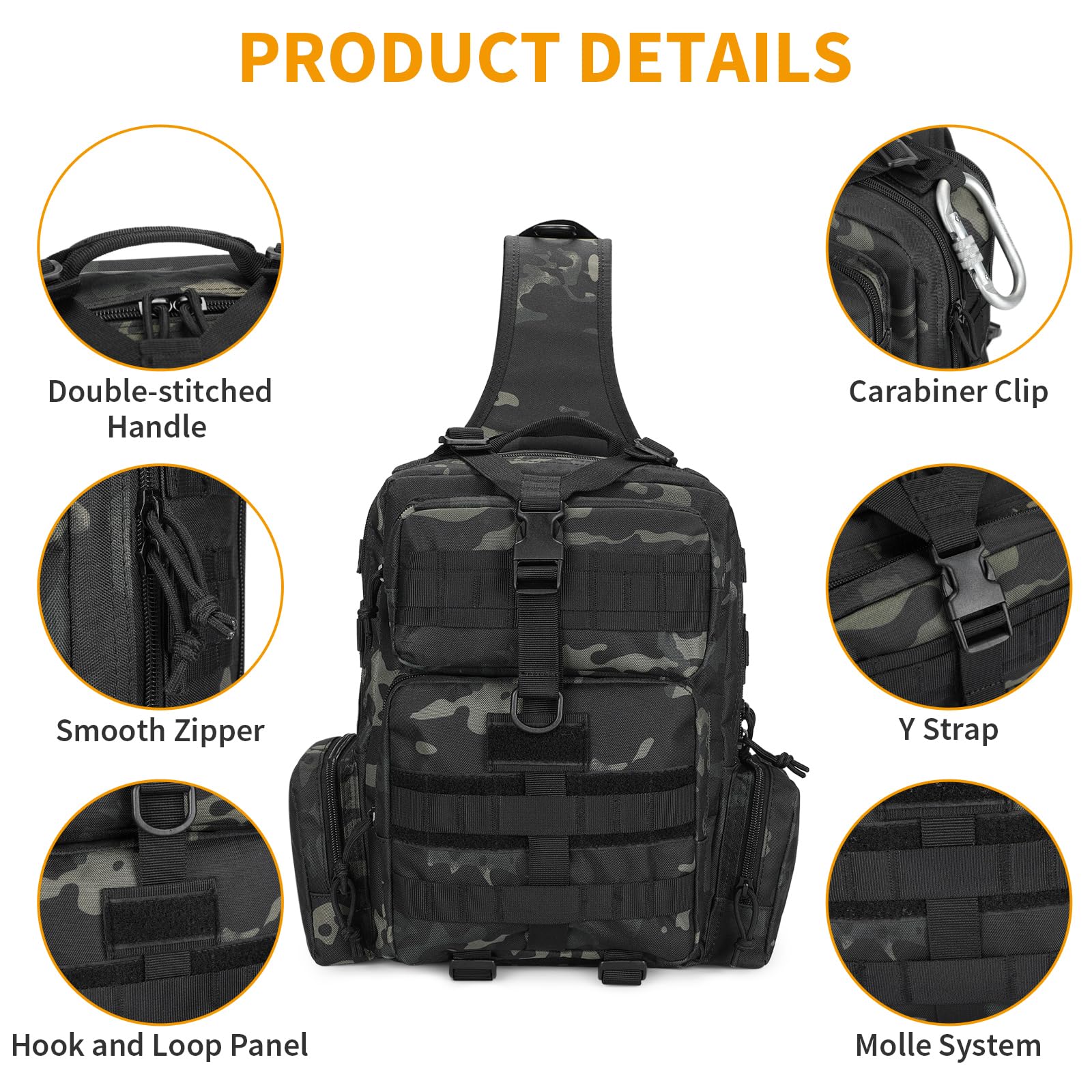 Mochila Cruzada Militar Grande ENJOHOS Bolsa Molle Hombro Sling Daypack para Ciclismo Senderismo