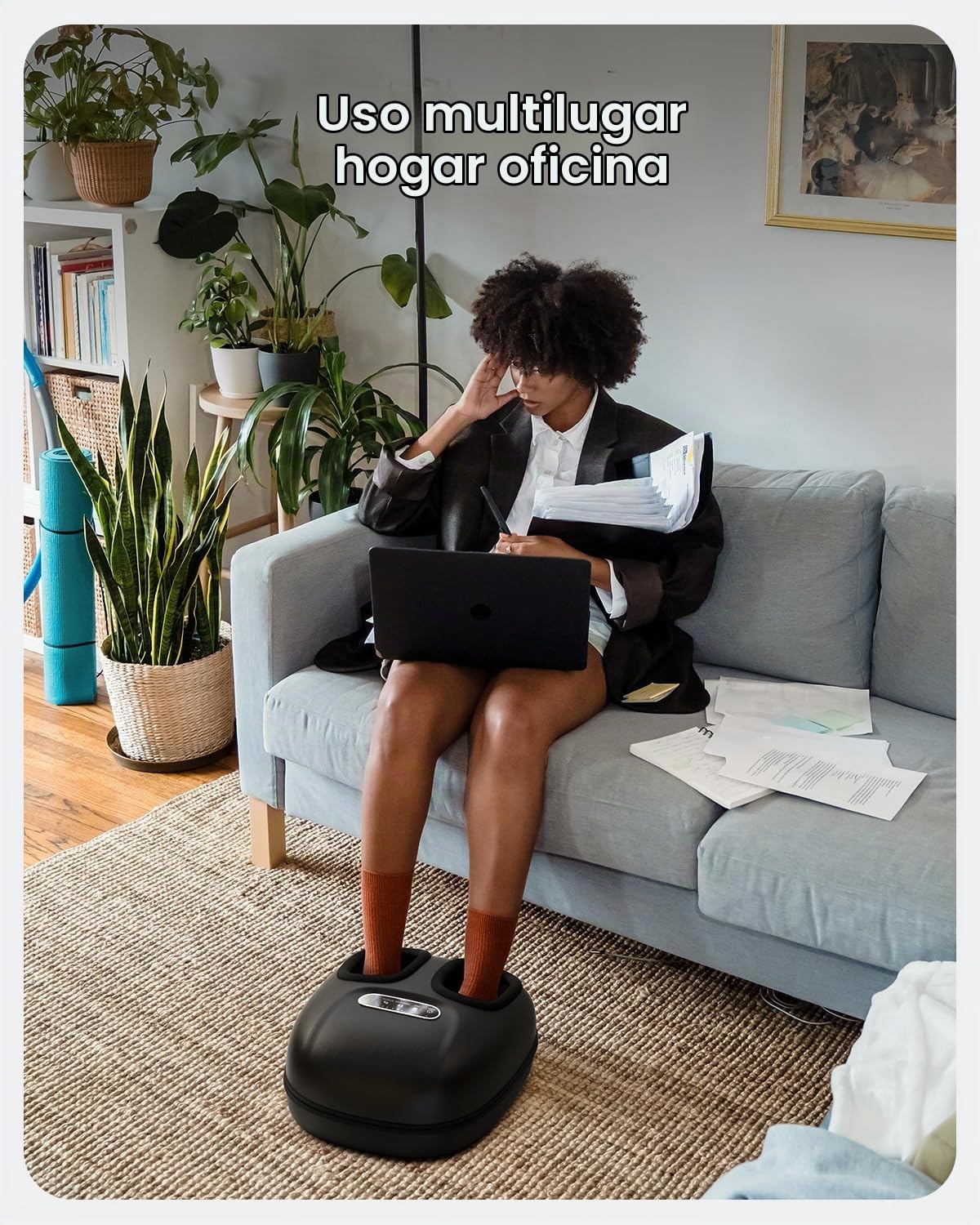 RENPHO Masajeador de pies portátil con calor, masajeador de pies Shiatsu | Masaje Shiatsu con amasado, rodamiento y compresión de aire para el hogar, la oficina o después, regalo mujer hombre, negro