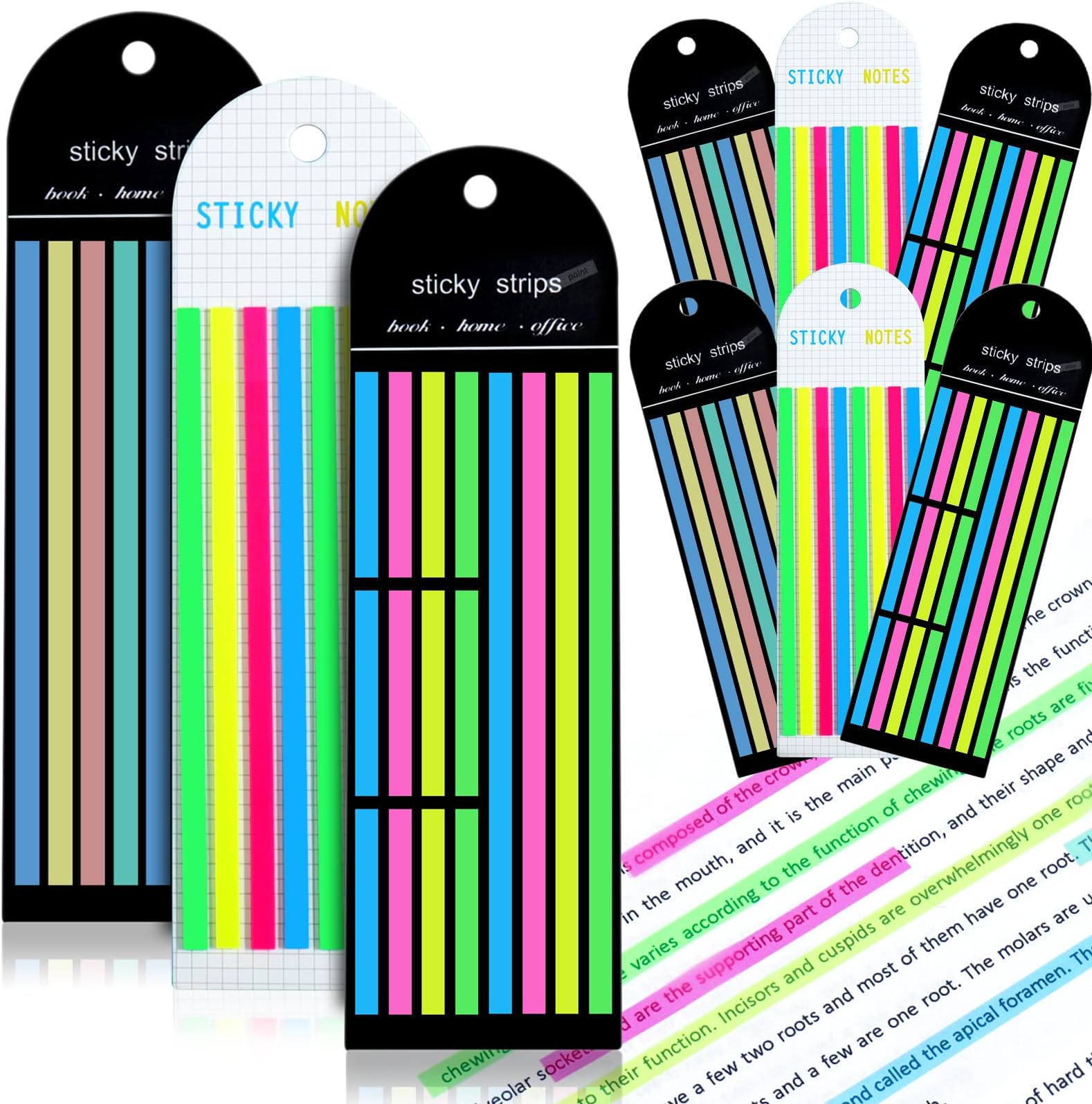 BABORUI 1280Pcs Transparent Book Tabs for Annotating Books, Removable Highlighter Tape for Books, Long Strips Page Markers Tabs with Scissor, Neon Clear Sticky Notes Aesthetic Office School Supplies