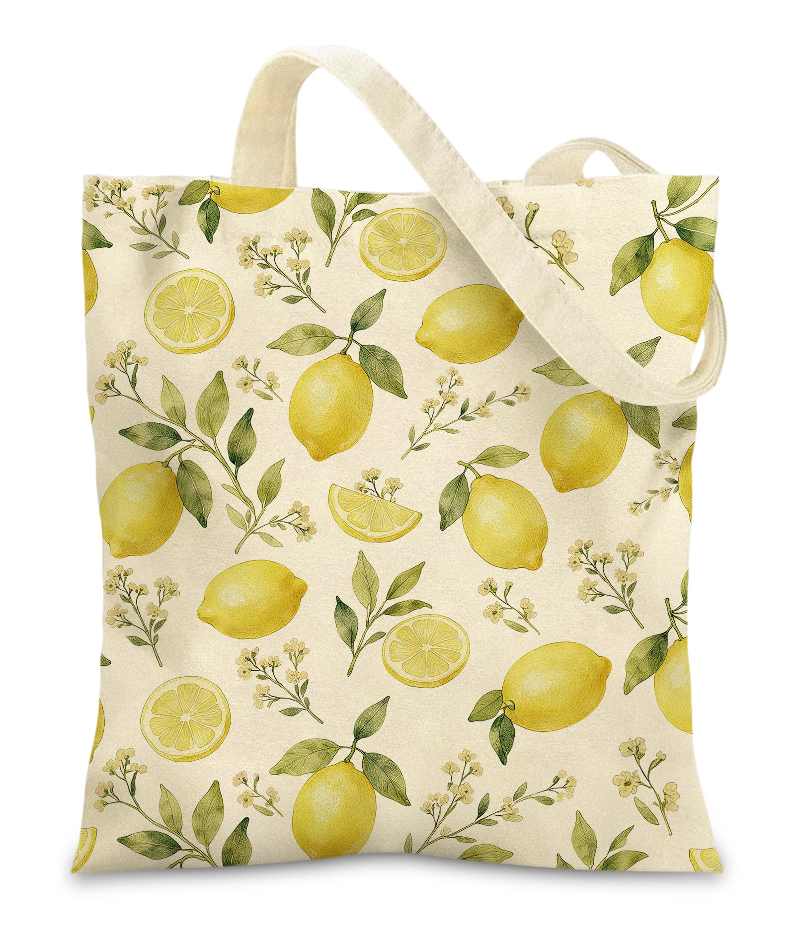 Canvas Tote Bags with Inner Pockets & Metal Snap, Womens Aesthetic Reusable Tote Bag for Vacation Travel Gym Shopping