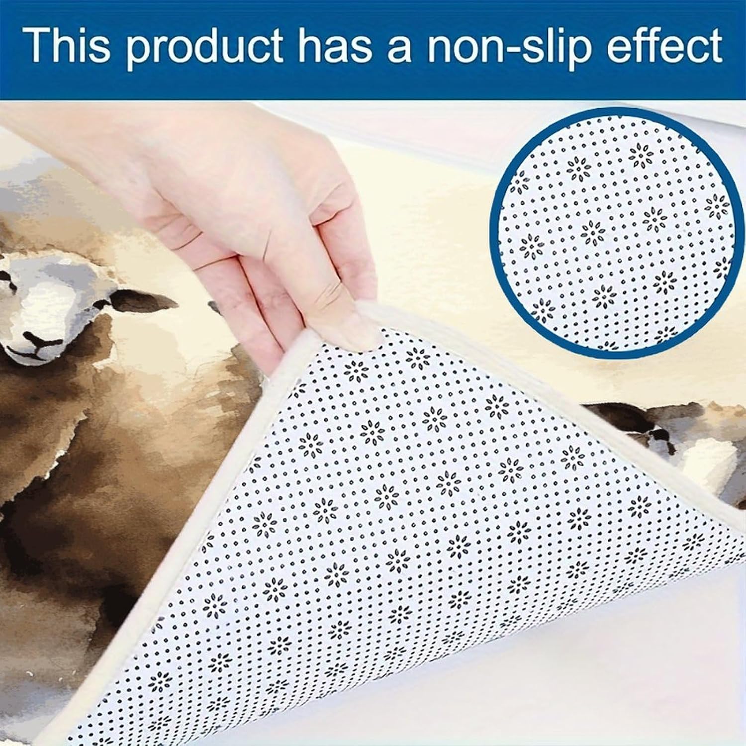 Sheeps Watercolor Kitchen Rugs Sets of 3 Washable Non Slip Kitchen Rug Water Resistant Carpet Piece Anti Fatigue Kitchen Mats Soft Comfort Standing Mat Modern Area Rug