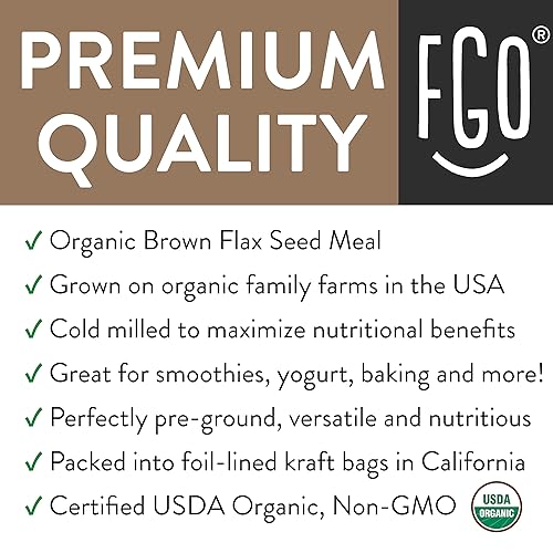 Miniatura 4 de Comida orgánica de linaza marrón molida  Molida en frío  Cultivada en Estados Unidos  Bolsa resellable de 16 onzas 1 libra  por FGO