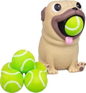 Hog Wild Pug Ball Popper Toy - Holiday Stocking Stuffer Includes 4 Soft Foam Balls - Squeeze to Pop Air Powered Balls Up to 20 Feet - for Indoor/Outdoor Play - Gift for Kids, Girls, Boys