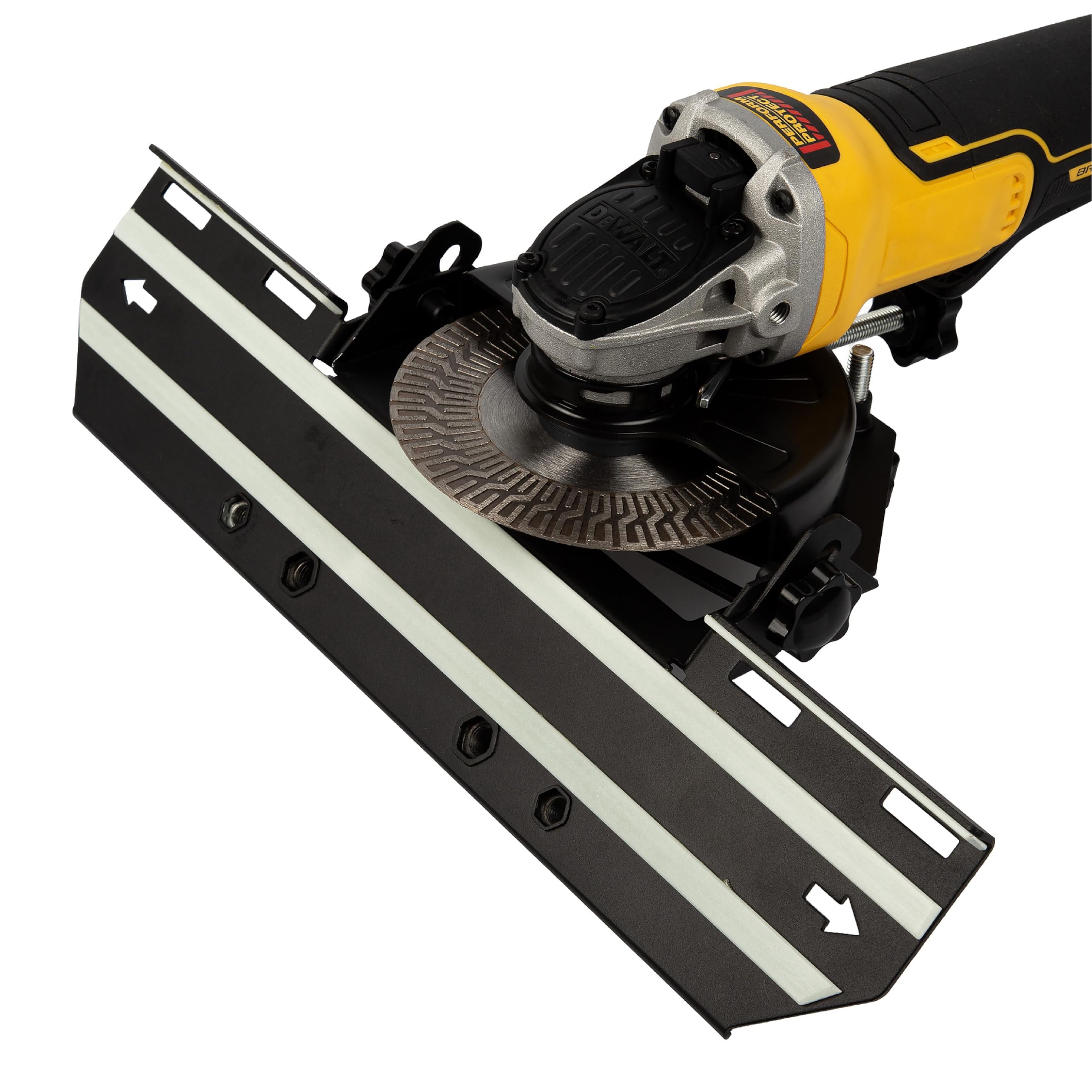 Specialist+ Kit de découpe de carreaux pour meuleuse d'angle - Coupe-carreaux manuel à 45 degrés et disque diamant de 125 mm, disque diamant ultra-mince pour carrelage, céramique, marbre