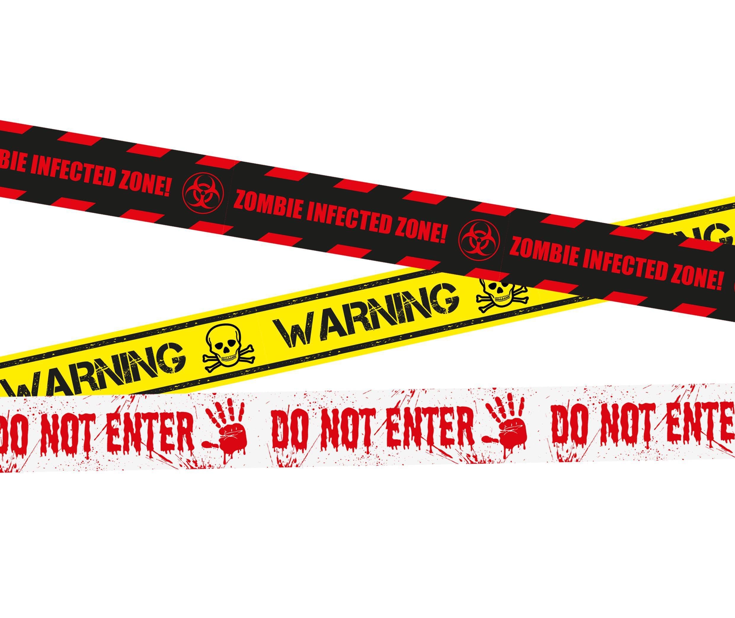 HENBRANDT 1 x Halloween Warning Tape Do Not Enter Zombie Caution Tape 6.1m Non-Adhesive Hazard Fright Tape Prop Scary Halloween Party Decoration Banner Roll Indoor and Outdoor Halloween Decorations