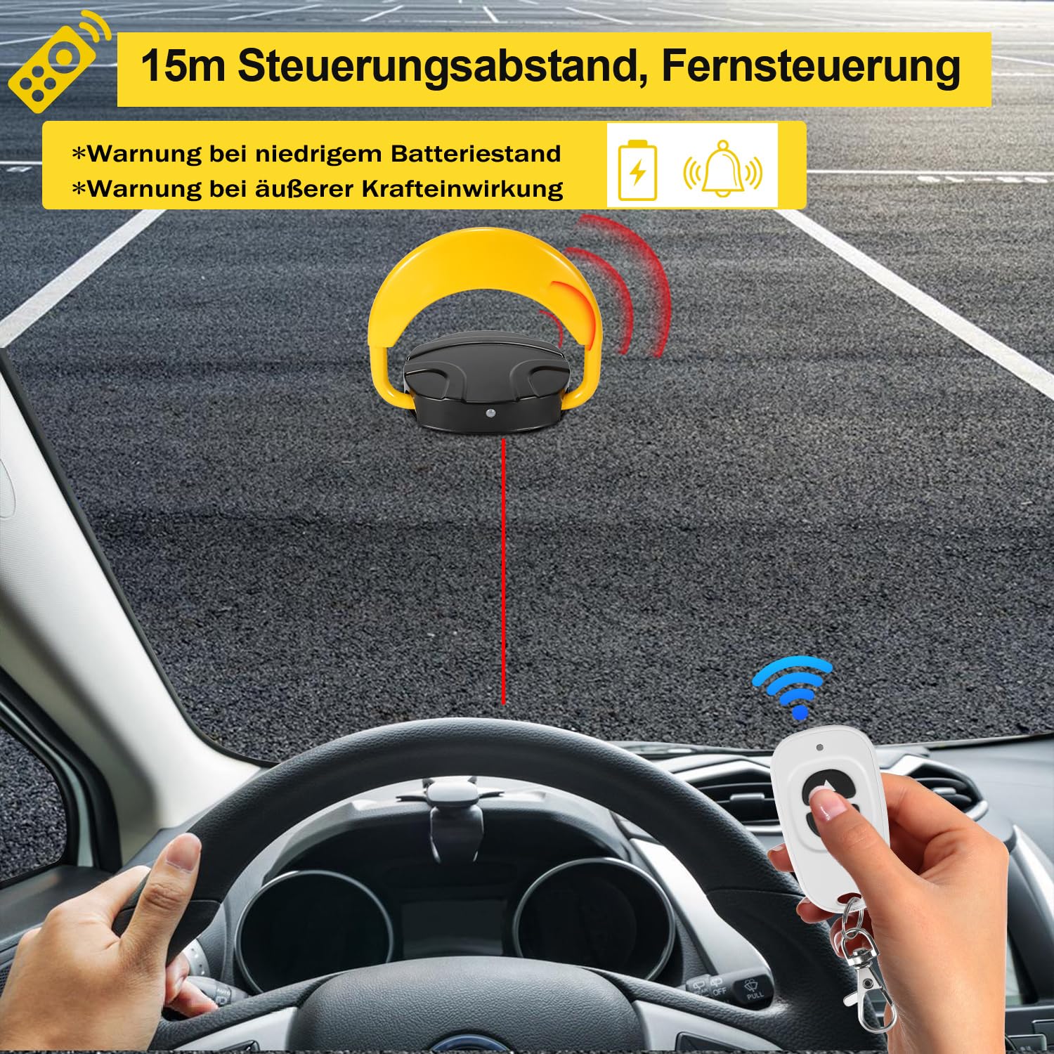 Barrera de aparcamiento con mando a distancia, plegable, automático, con funciones de alarma, poste de aparcamiento anticolisión 180°, cerradura privada electrónica