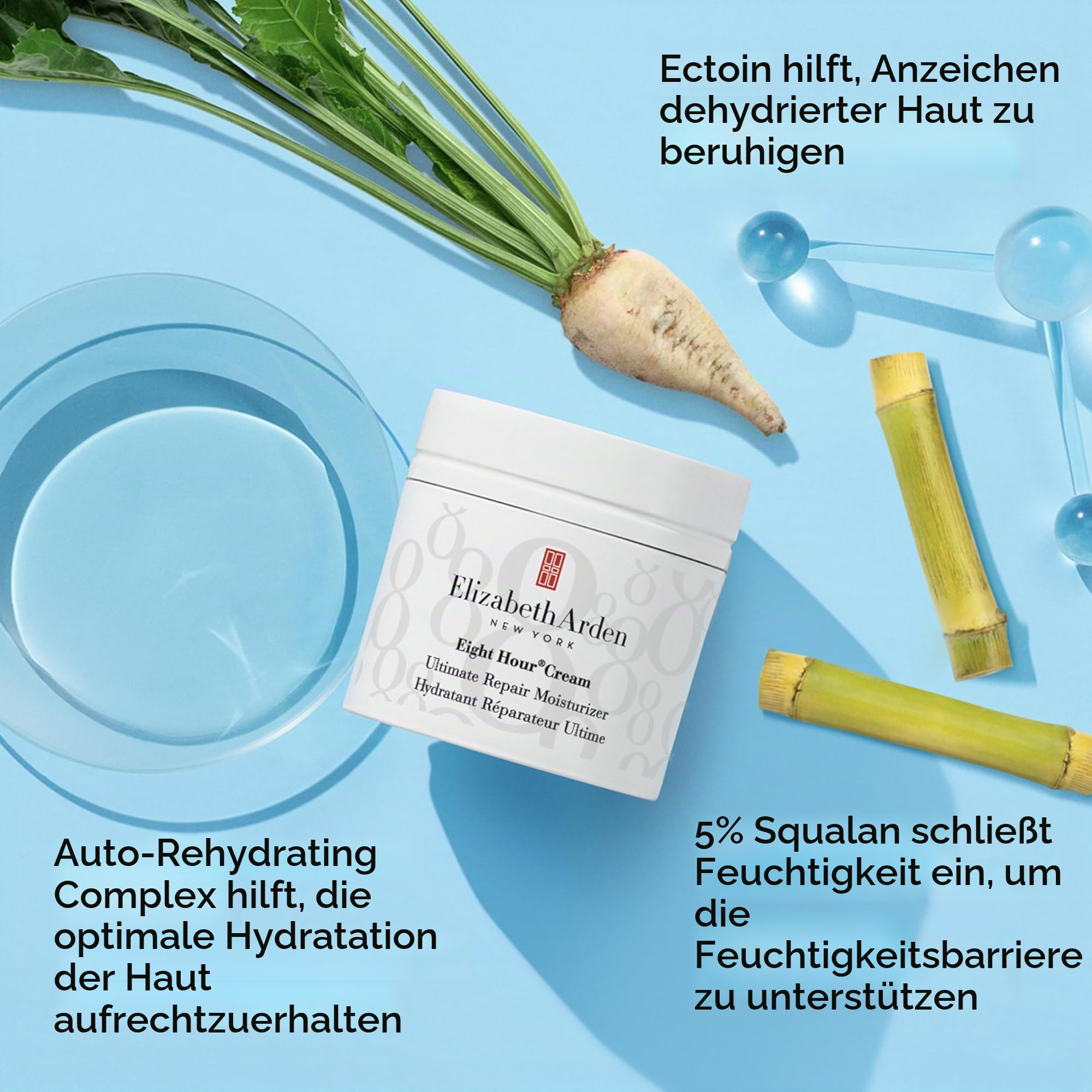 Elizabeth Arden – Eight Hour Cream Ultimate Repair Moisturizer, leichte Gesichtsfeuchtigkeitscreme mit Squalan & Ectoin, tiefenwirksame, langanhaltende Feuchtigkeitsversorgung, 50 ml