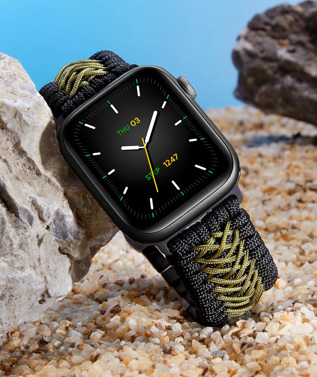 BINLUN Compatible with Apple Watch Band 49mm 46mm 45mm 44mm 42mm 41mm 40mm 38mm Braided Paracord Stainless Steel Sport Watch Strap Fit for iWatch Ultra Series 11/10/9/8/7/SE/6/5/4/3/2/1 for Men Women - Image 4