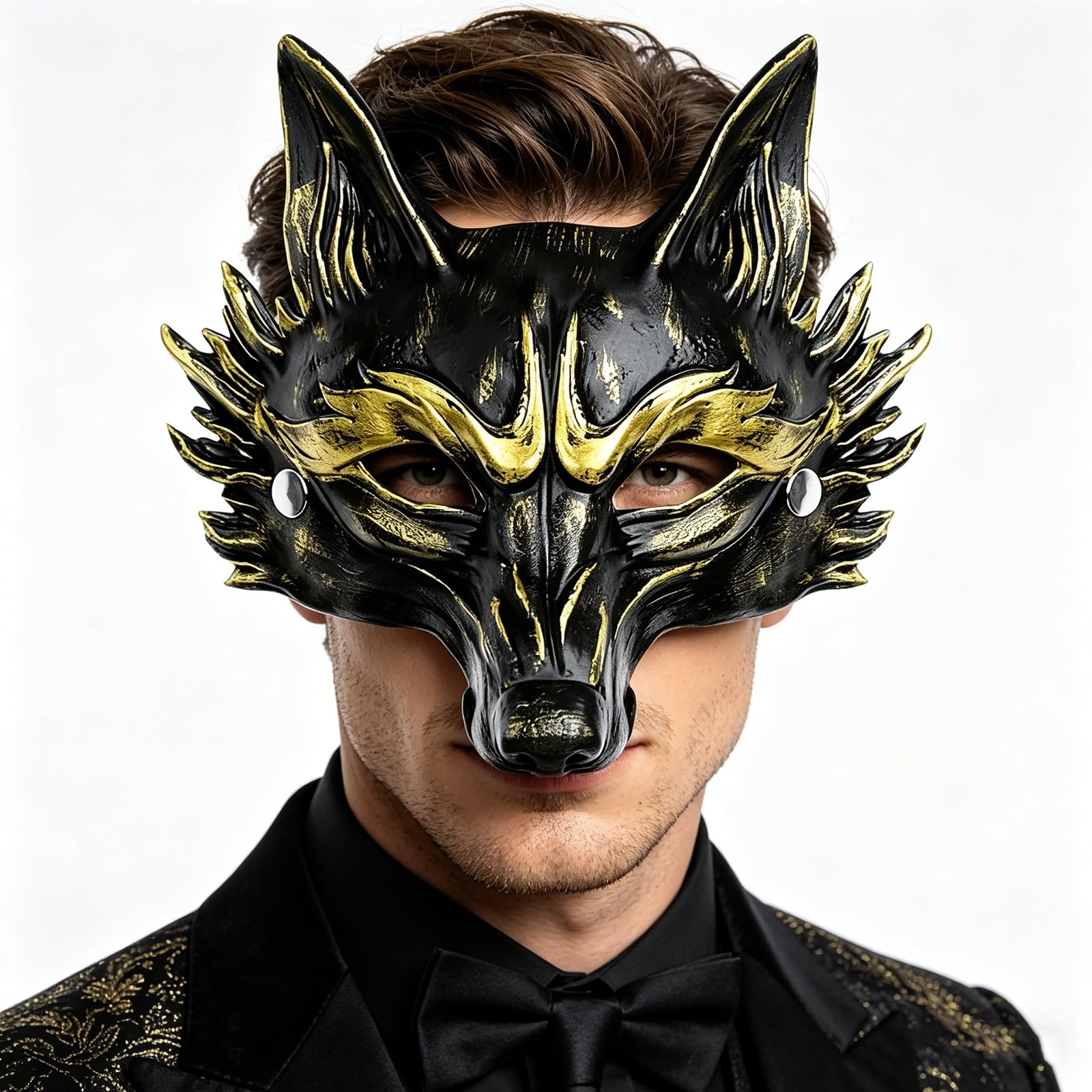 Halloween Wolf Face Mask 3D Realistic Funny Fox Masks Animal Novelty Party Head Mask with Elastic Band for Mardi Gras Headwear Masquerade Festival Fancy Dress Adults Cosplay Costume Prop for Women Men