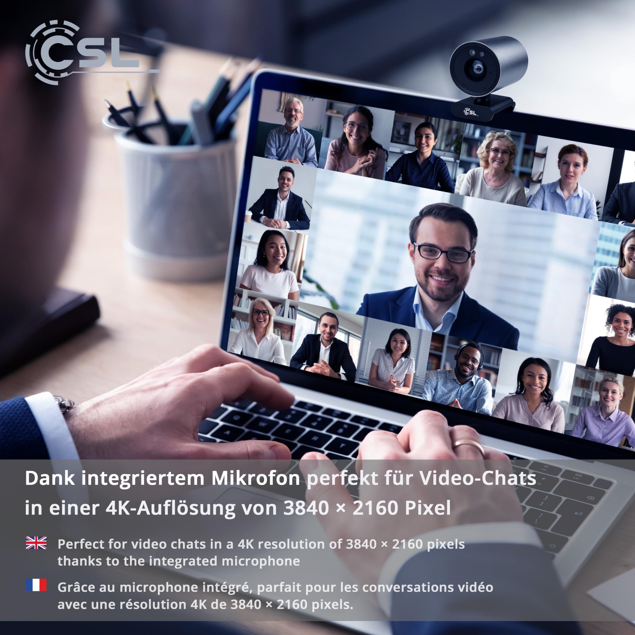 CSL Hello DX6 - Cámara web para Windows Hello DX6, cámara infrarroja profunda, 3840 x 2160 @ 30 Hz, micrófono integrado, videochat, 4K, reconocimiento facial, Windows 11 Hello Login