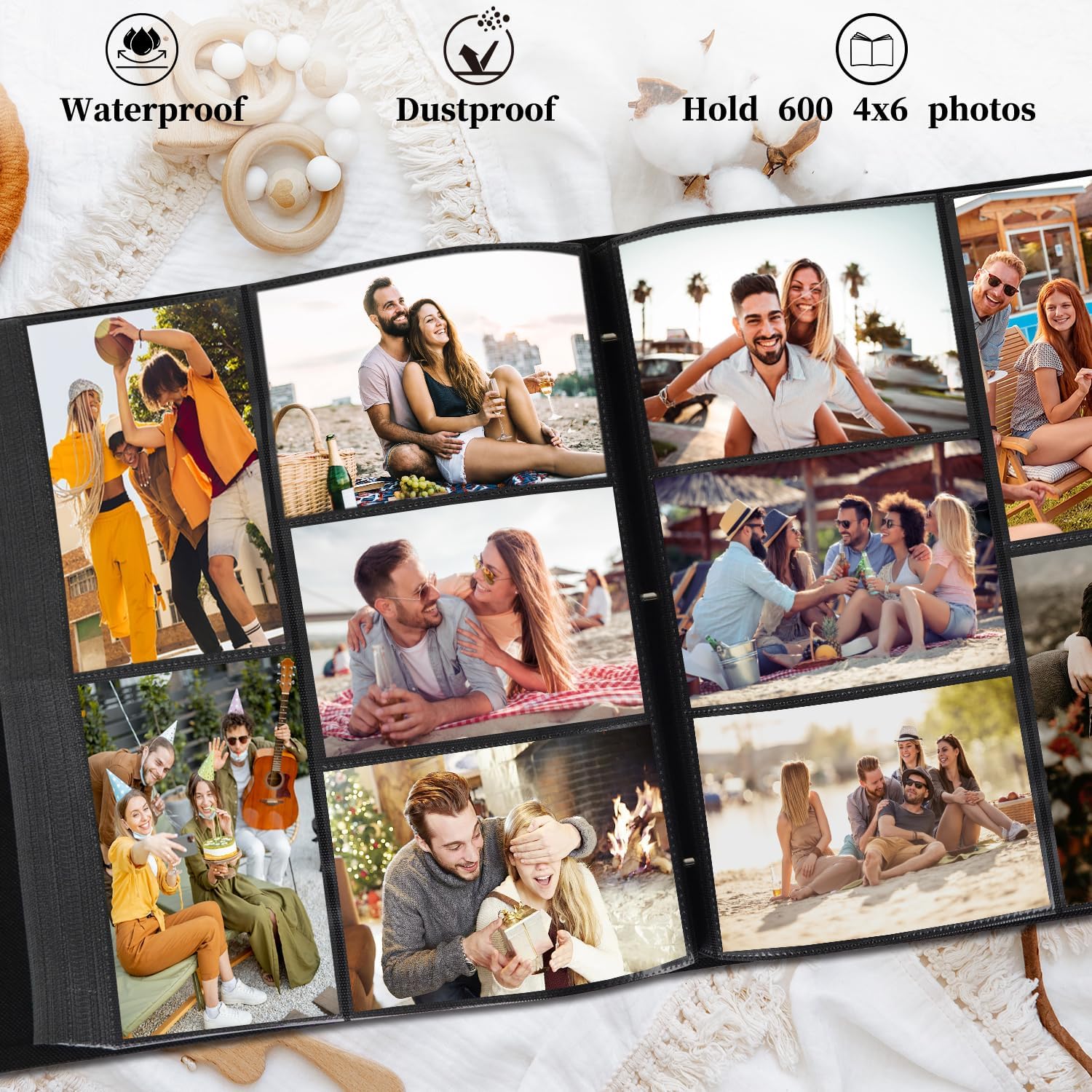 Artmag Photo Album 4x6 600 Photos, Extra Large Capacity Leather Cover Wedding Family Photo Albums Holds 600 Horizontal and Vertical 4x6 Photos with Black Pages(Pink) - Image 3