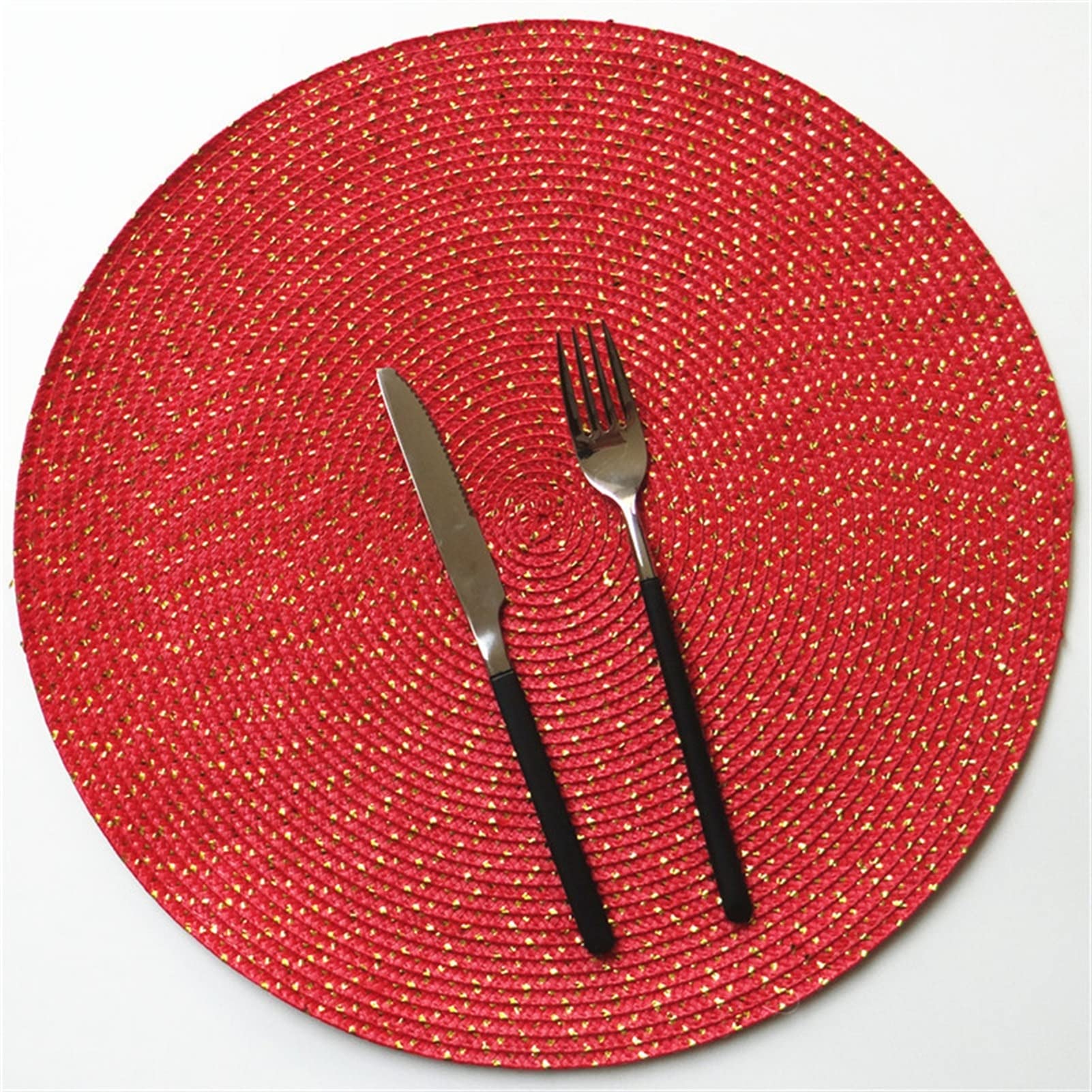 podstawki okrągła tkana podkładka moda PP mata na stół do jadalni talerz podkładka pod miskę podstawki wodoodporna tkanina kuchnia kawiarnia bar (biały, 36 cm)