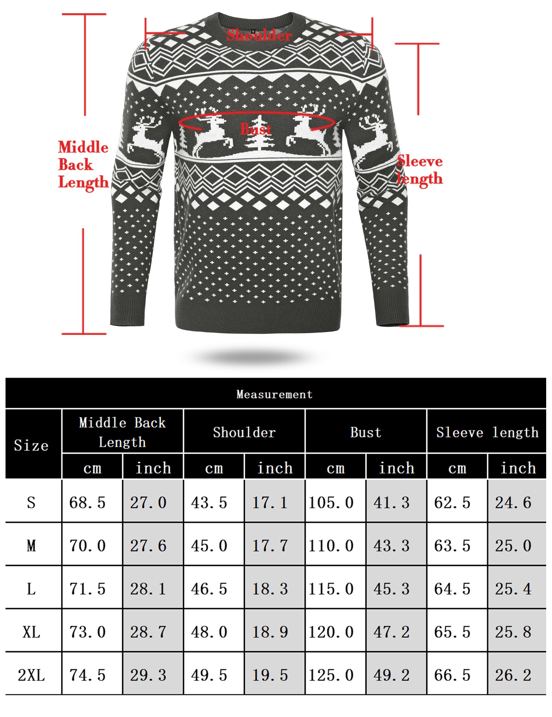 Pull de Noël Homme en Maille Motif Renne | Motif renne et sapin, col rond et manches longues pour les fêtes, les soirées d’hiver et les cadeaux de Noël.