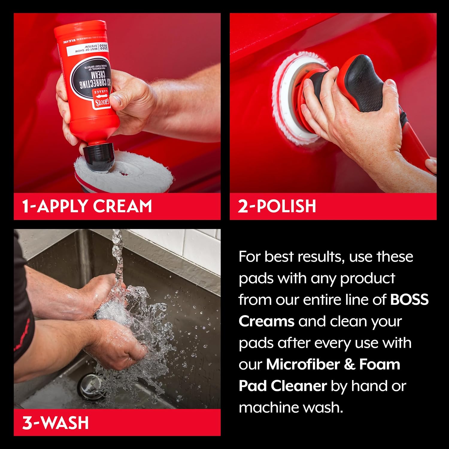Griot's Garage BOSS 5.5” Microfiber Pads for Car Polishing and Detailing, Buffing Pads for Moderate and Severe Scratch Removal, Set of 2