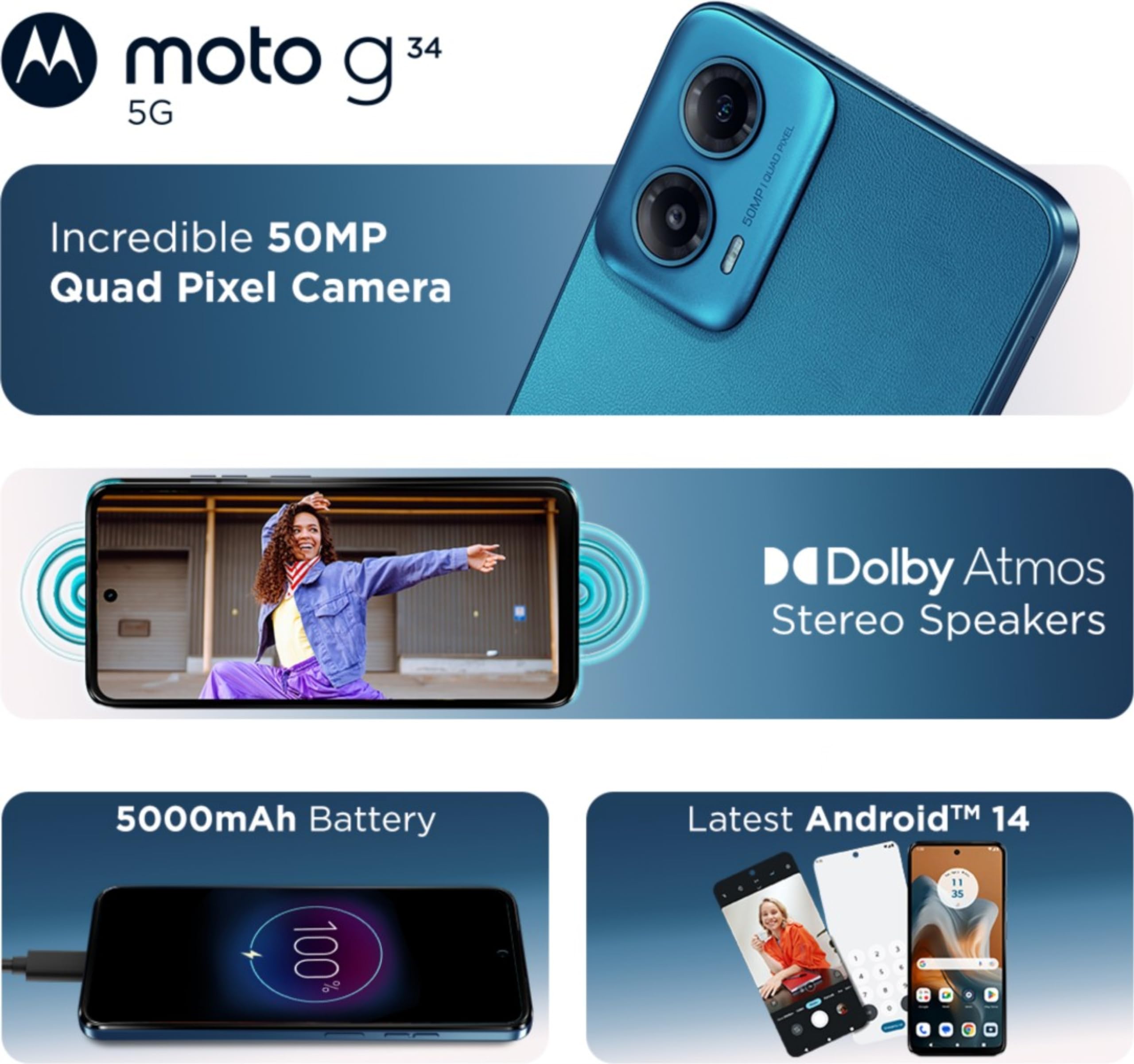 Motorola G34 5G (Ice Blue, 8GB RAM, 128GB Storage) : Amazon.in 