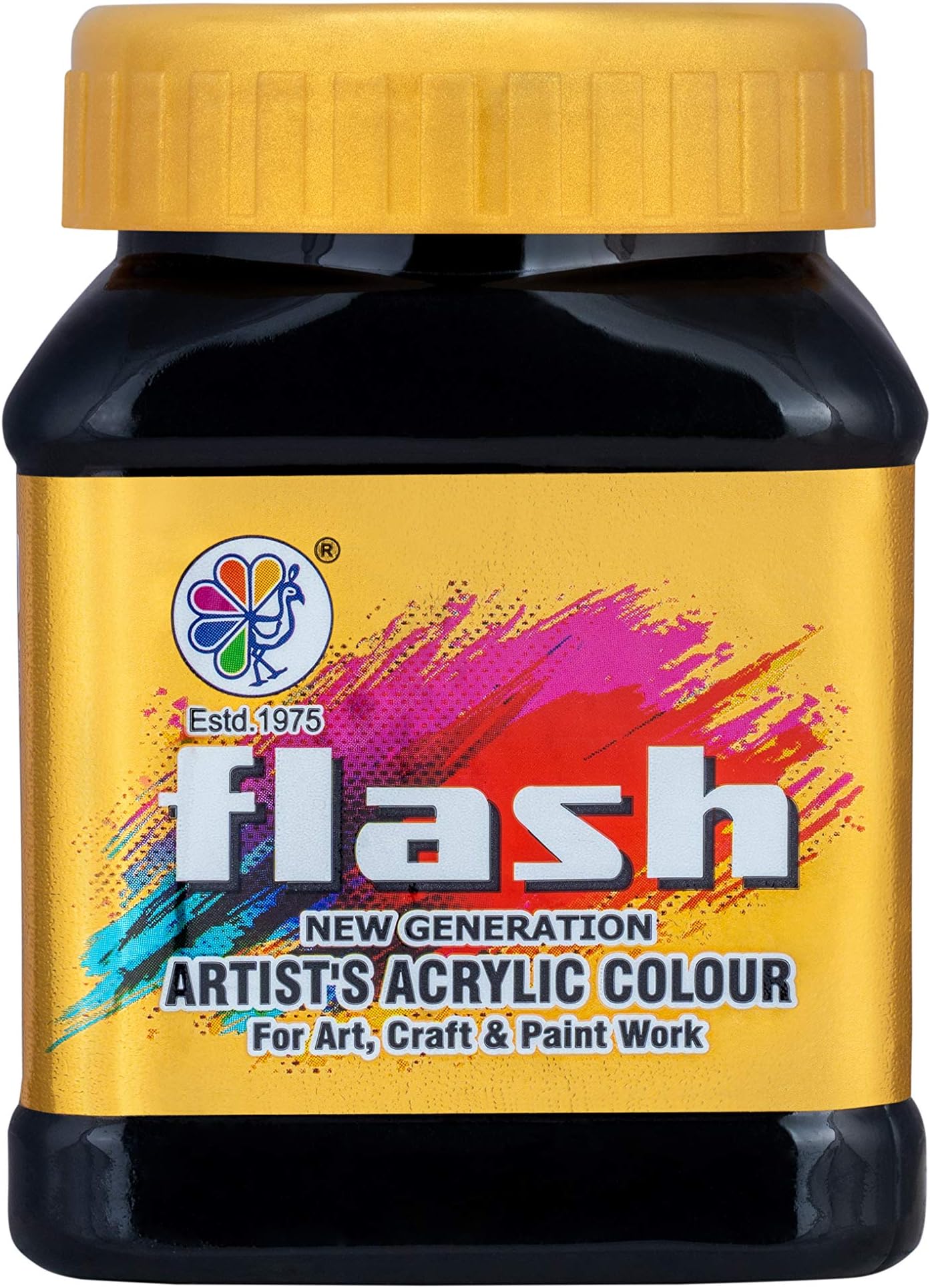 Flash Acrylic Colour (Black, 200 ml)