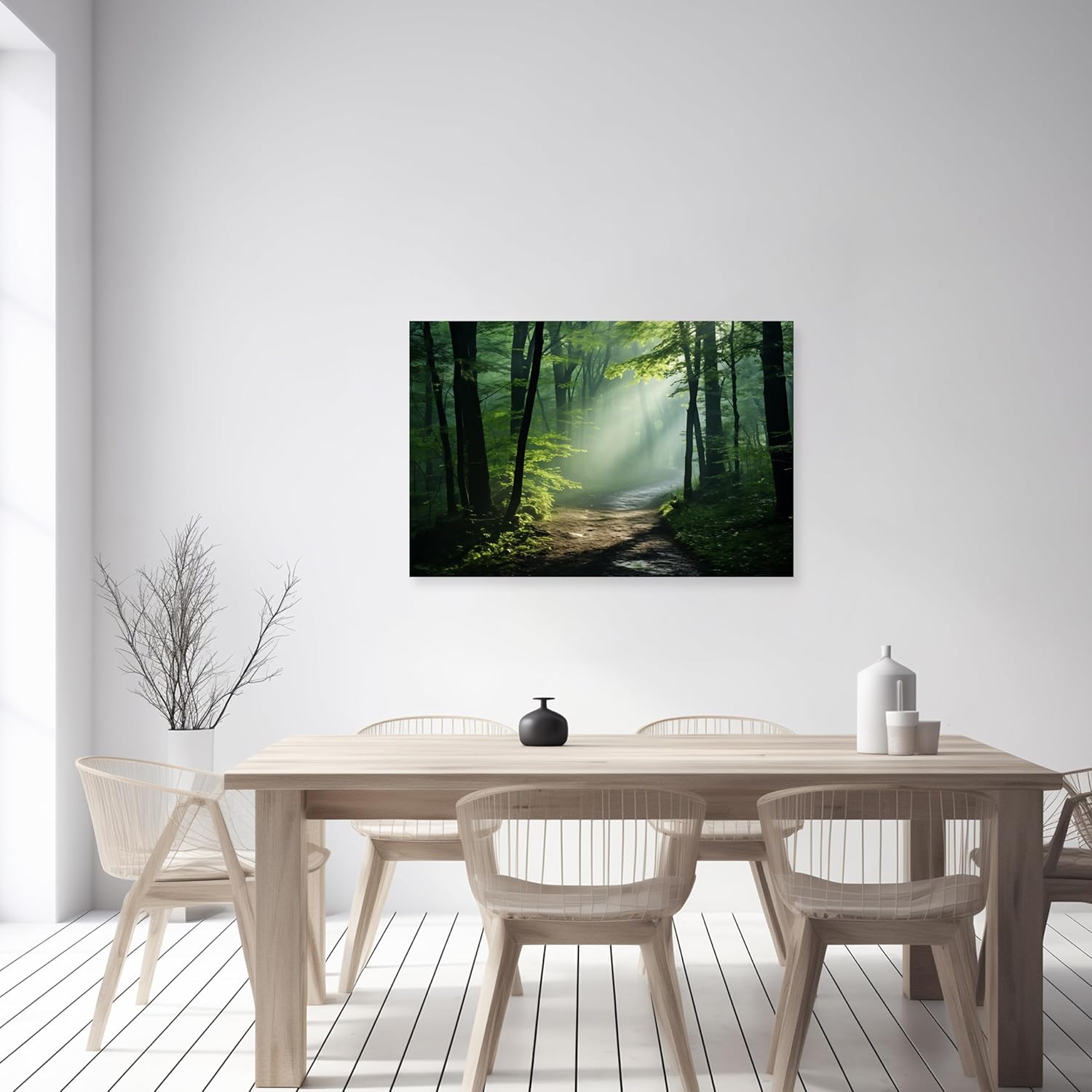ARTZGX Green Forest Wall Art Forest Canvas Nature Landscape Picture Path in the Woods Painting for Living Room Decor Frame(Forest - C 16.00" x 24.00")