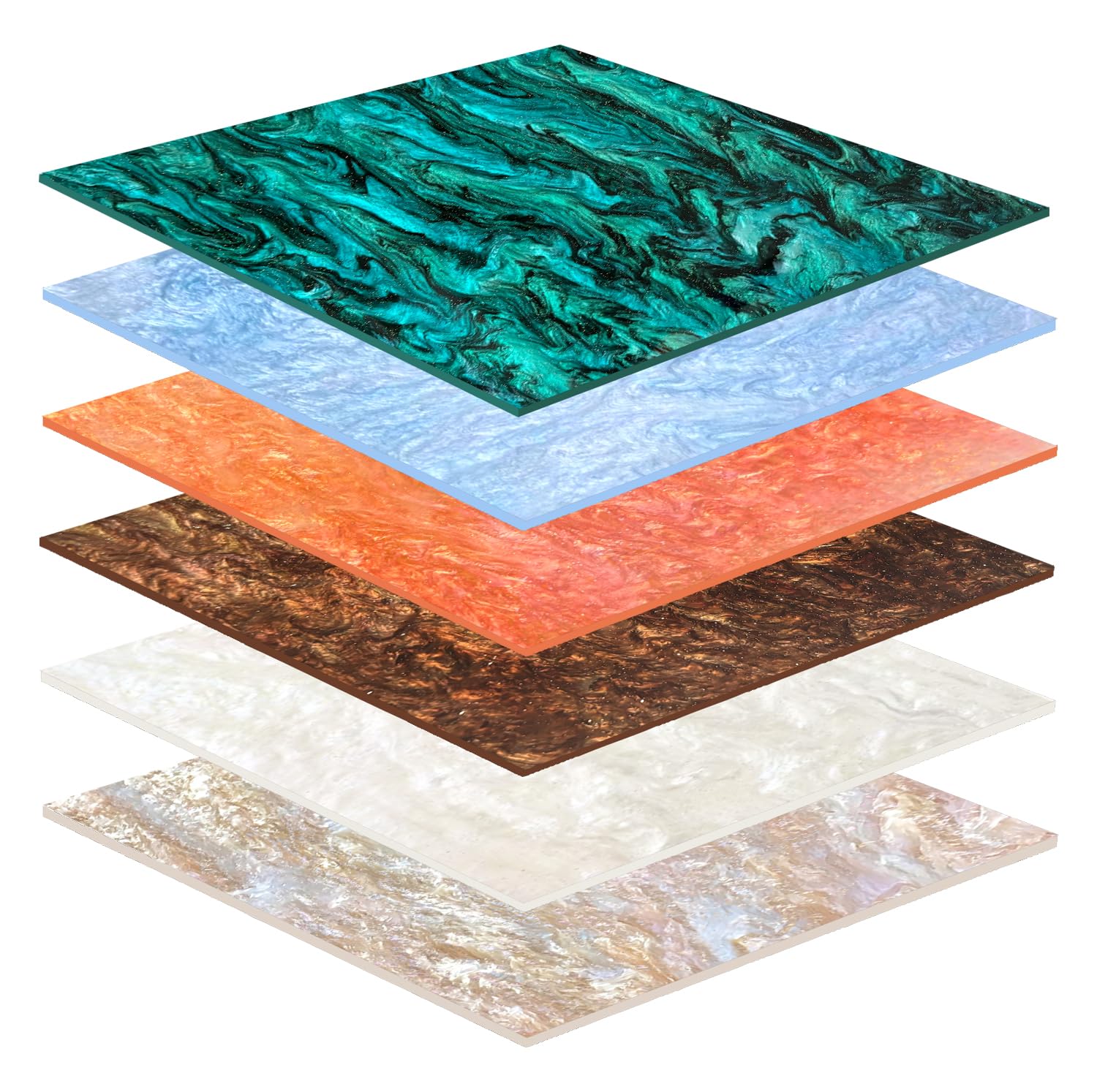 Glitter Acrylic Sheets - 6 Colors, Nebula Swirls -14