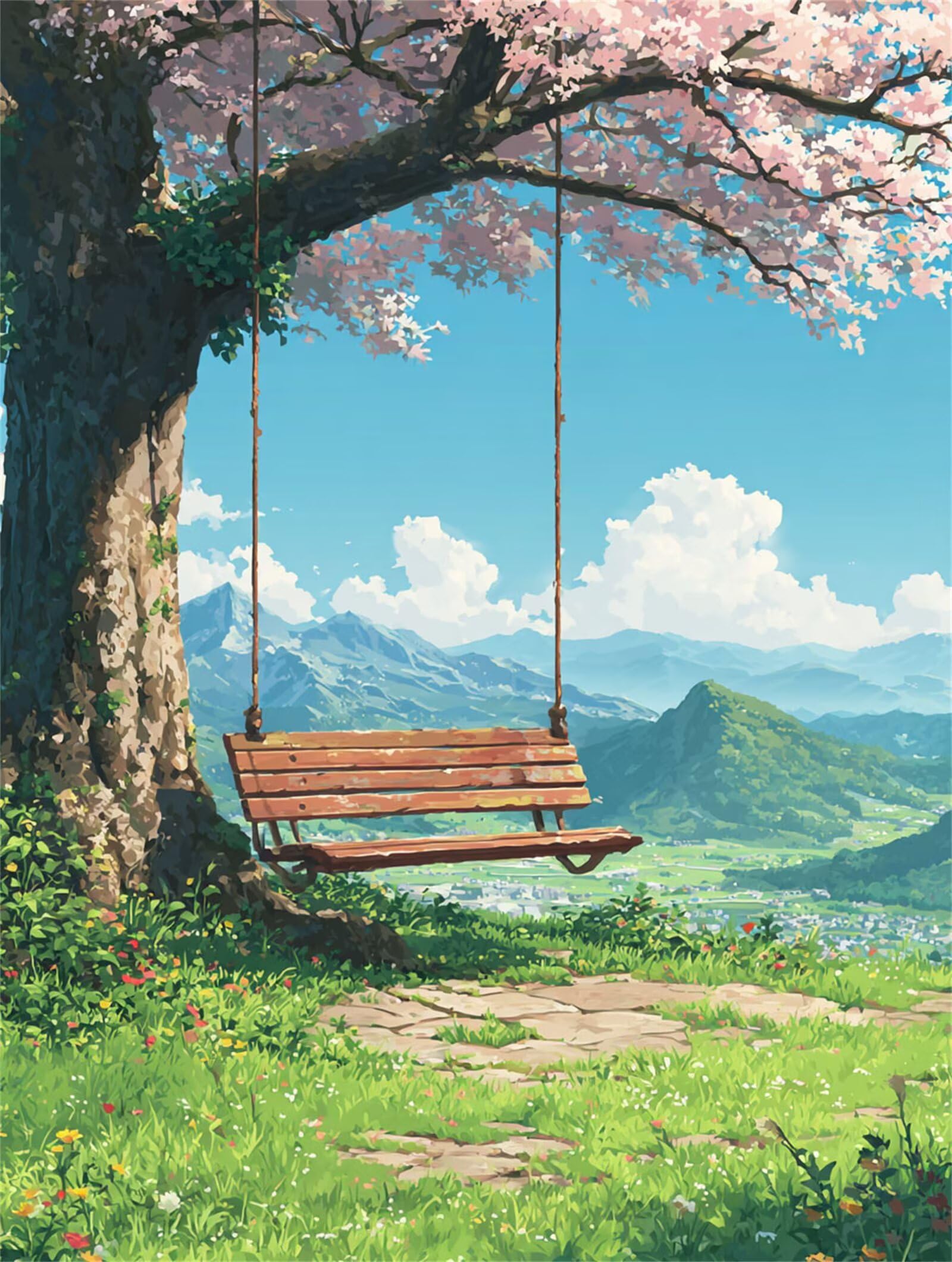 Dipingere con i Numeri Adulti Oscillatore, Albero Dipingere con i Numeri Bambini DIY Kit, Set Premium con Pennelli, Decorazione Casa & Creativo Regalo, Attività di Tempo libero 70x95cm z-353