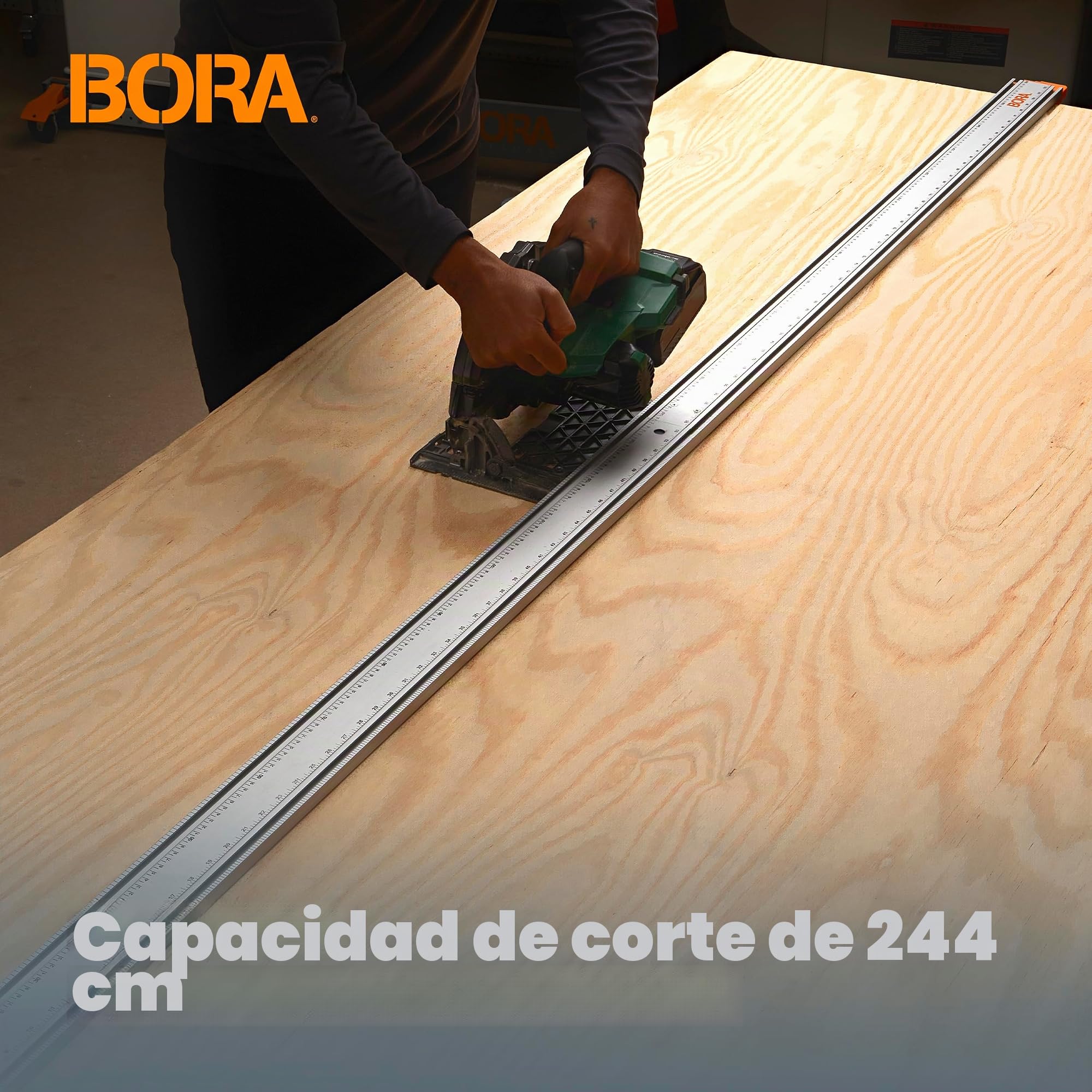 BORA Borde de abrazadera NGX de 2438 mm, cuenta con una nueva conexión rápida para una sujeción más rápida, guía de corte recto para sierras circulares, longitud de corte de 96 pulgadas, 546100