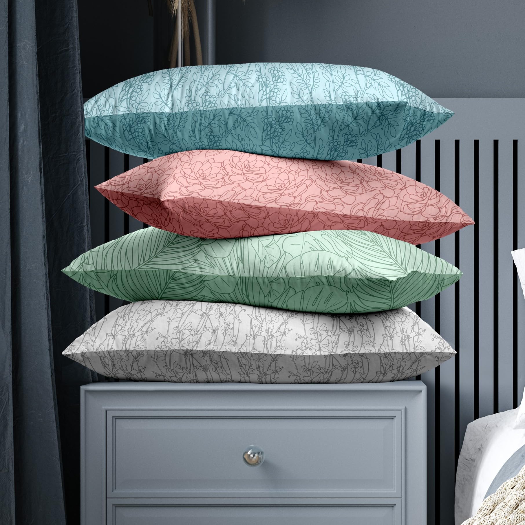 Set Copripiumino Matrimoniale, 1 Lenzuolo a Sacco Double 250x200 cm e 2 Federe Double 50x80 cm - 100% Morbida e Resistente Microfibra Stampata di Alta Qualità (Vice Verde, Matrimoniale)