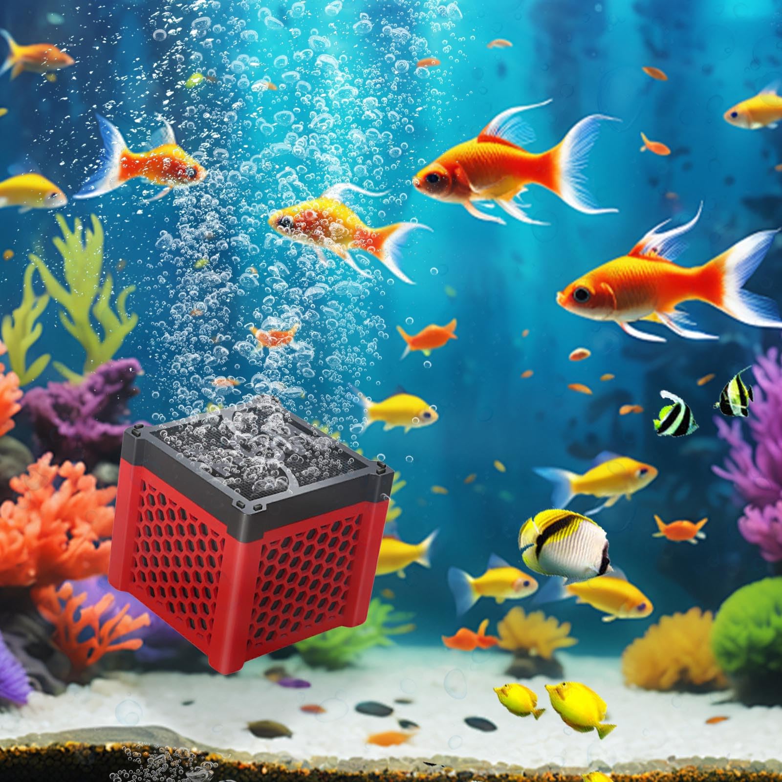 Pure Cube - Filtro de agua para purificador de caballo, acuario ecológico con estructura de panal para acuario, estanques, pecera, purificación (2 unidades, azul)