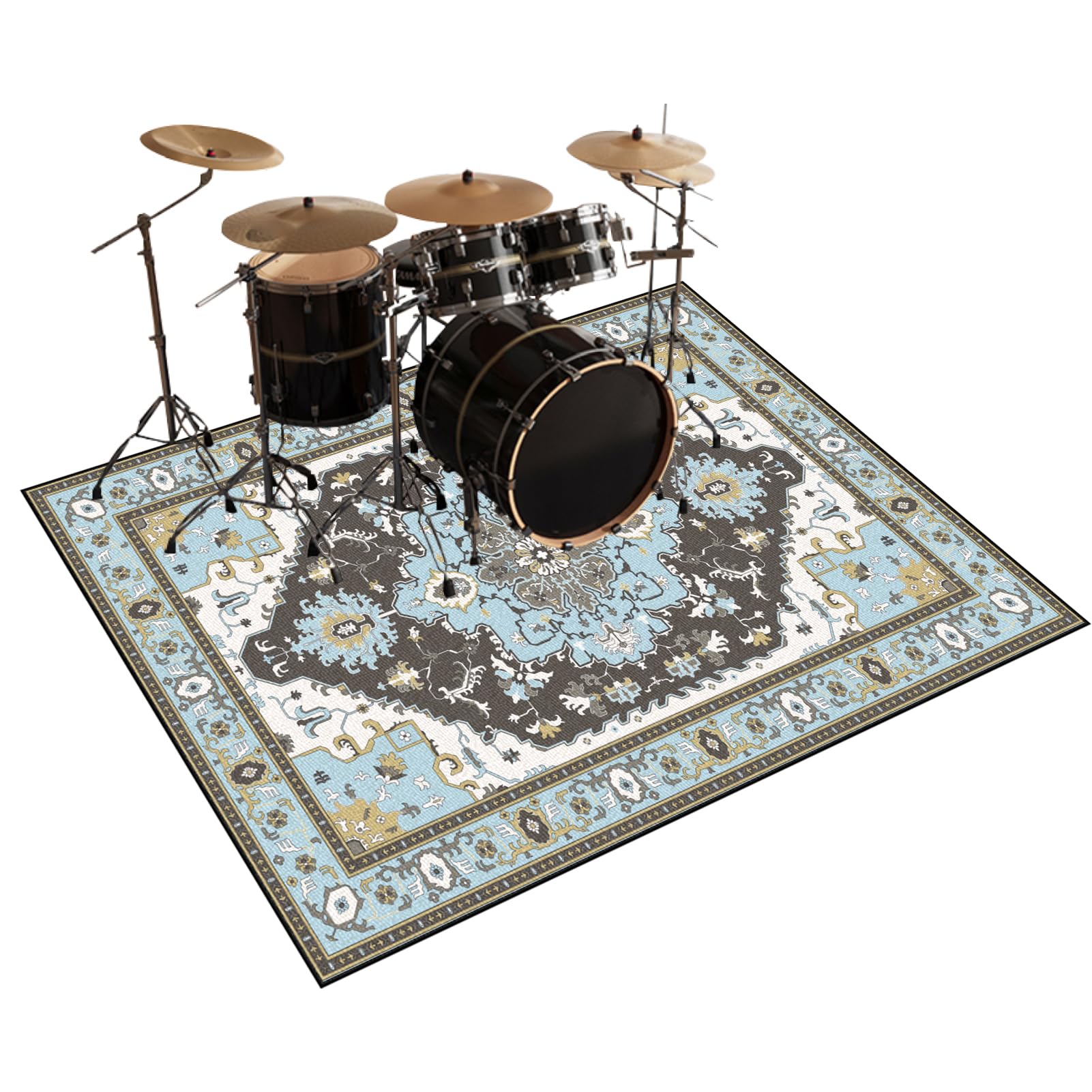 Generisch Schlagzeugteppich Drum Teppich Schallschutz Akustik Teppich Schallschutzmatte Drum Rug Drum Matte Drumteppich rutschfeste Trommel Teppiche140x120cm（LL）