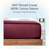 Vista 3 de California Design Den - Sábana ajustada de algodón, suave, 400 hilos, 100 % algodón, elástico que no se zafa, bolsillos profundos, refrescante
