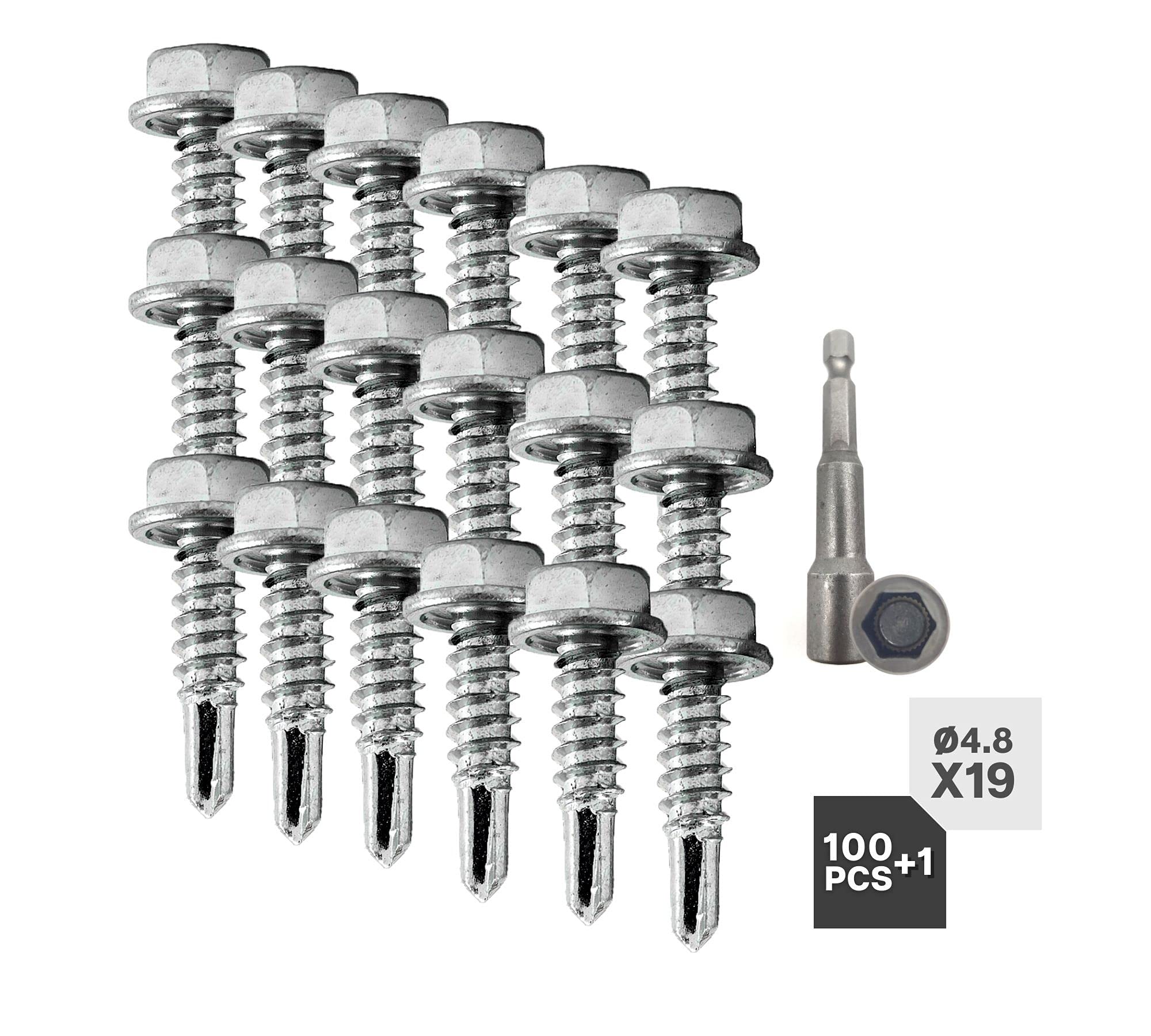 Viti Autofilettanti Testa Esagonale Zincate - 100 Pezzi 6,3x30mm Per Lamiere E Legno - Foto 4