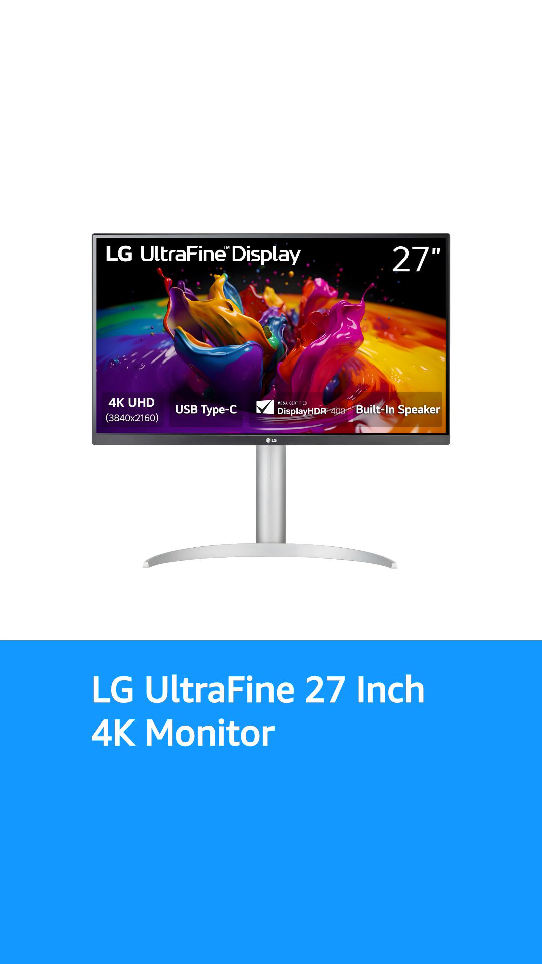 LG Ultrafine 27 inch 4K UHD (3840x2160) IPS Monitor, USB-C PD 90W