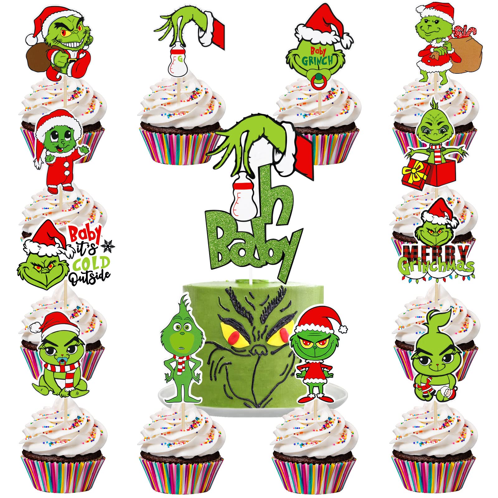 Grinch Cupcake Toppers