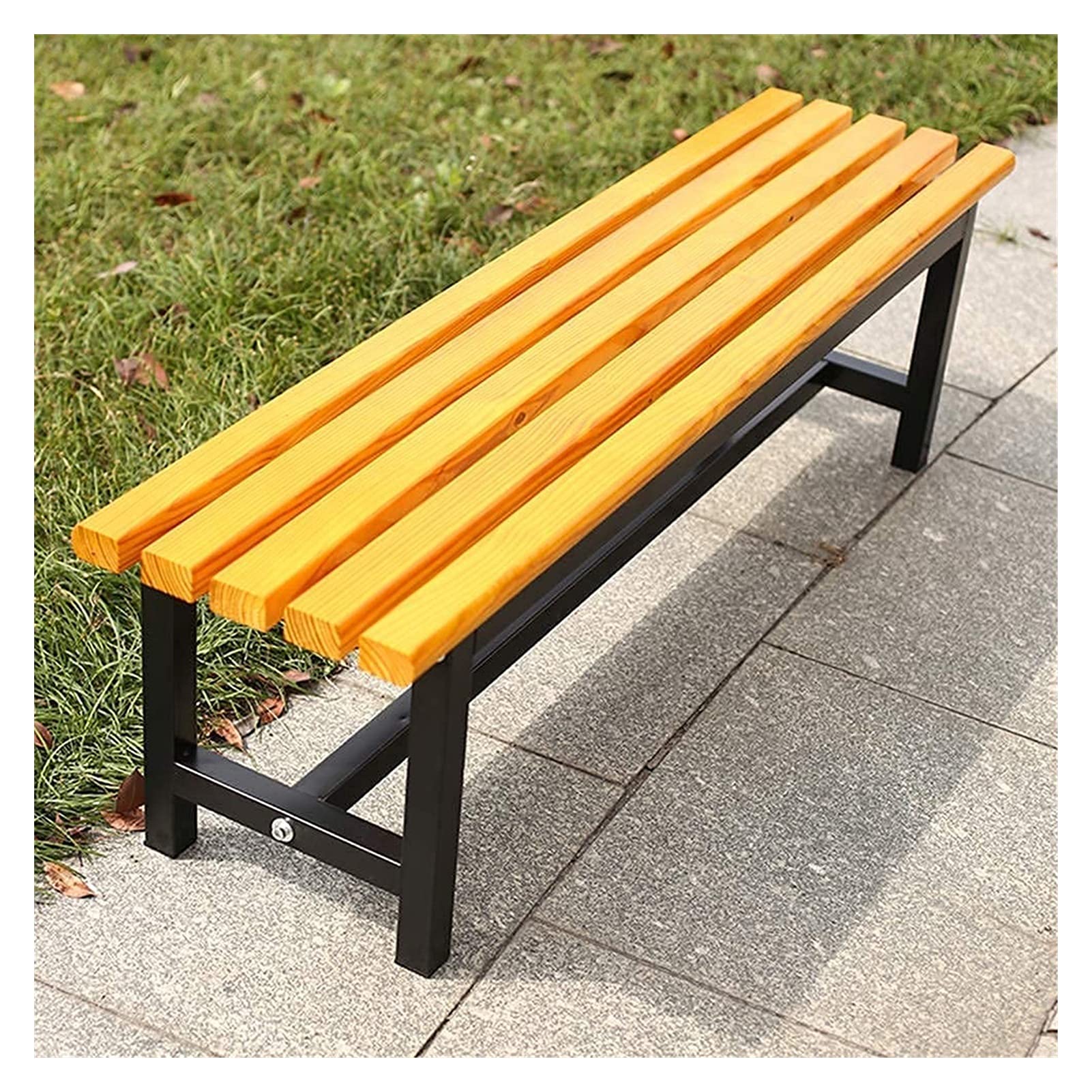 SDdPulse Panchina da giardino Panchina da giardino, panca da parco, panca per conversazioni all'aperto, panchine da giardino in ghisa e legno massello, resistente alle intemperie, 2-4, gialla, 120 cm