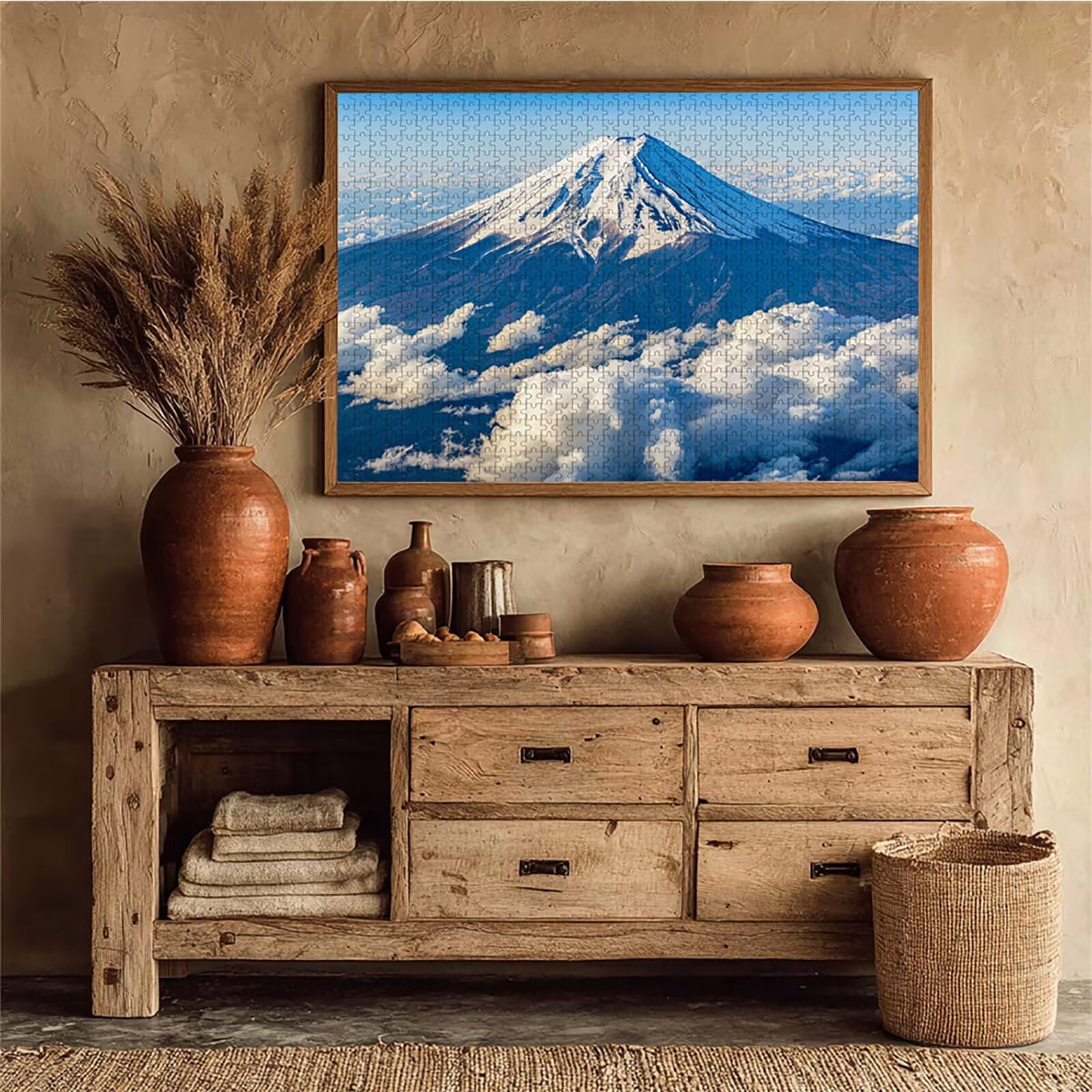 Drewniane puzzle Cloud 141 x 87 cm, Berg Fuji Jigsaw, 4000 elementów dla dorosłych, z pudełkiem, wymagająca gra logiczna, kolorowa gra w układanie, prezent dla nastolatków, dla wszystkich grup
