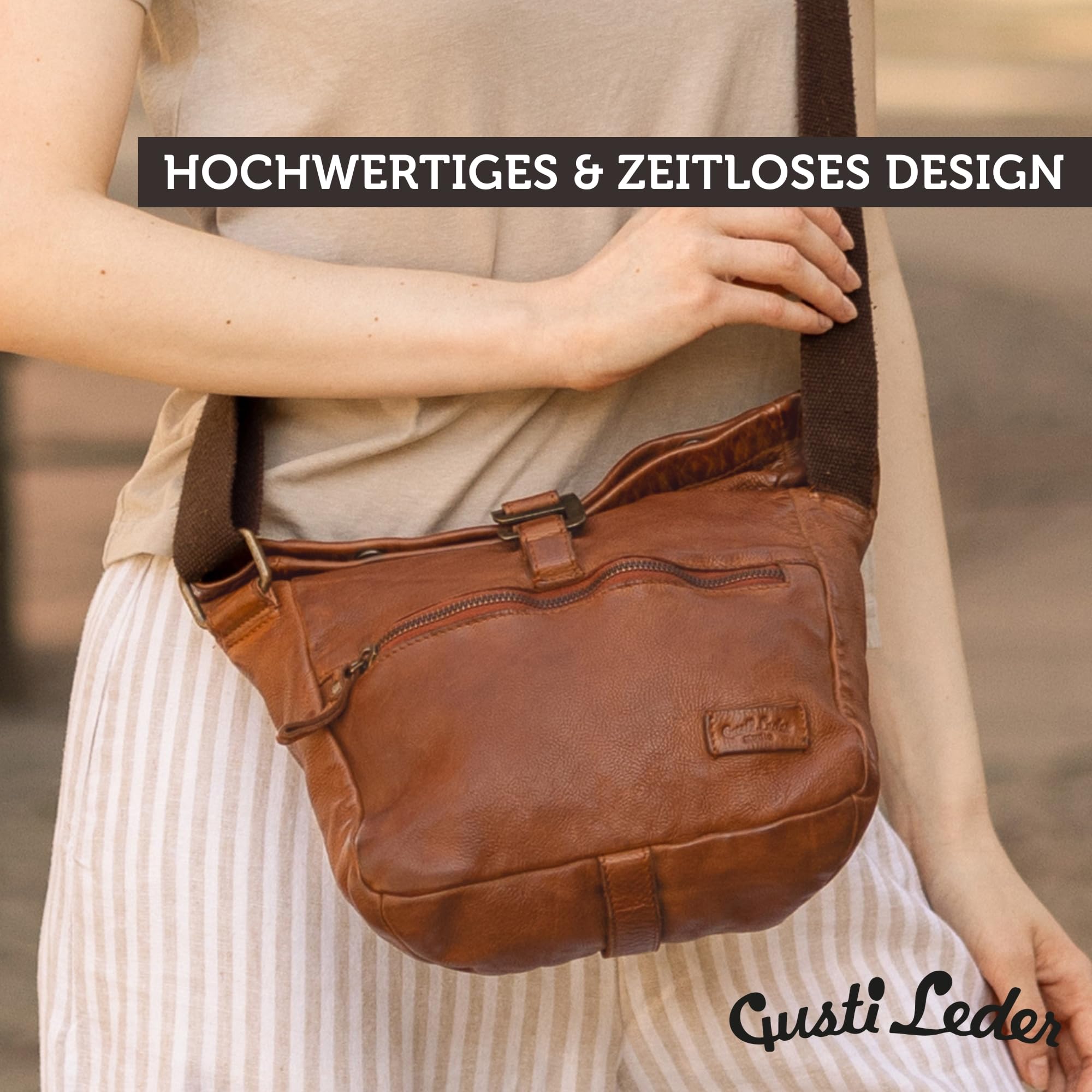 Gusti Umhängetasche Leder - Auna Handtasche Umhängetasche Schultertasche Leder