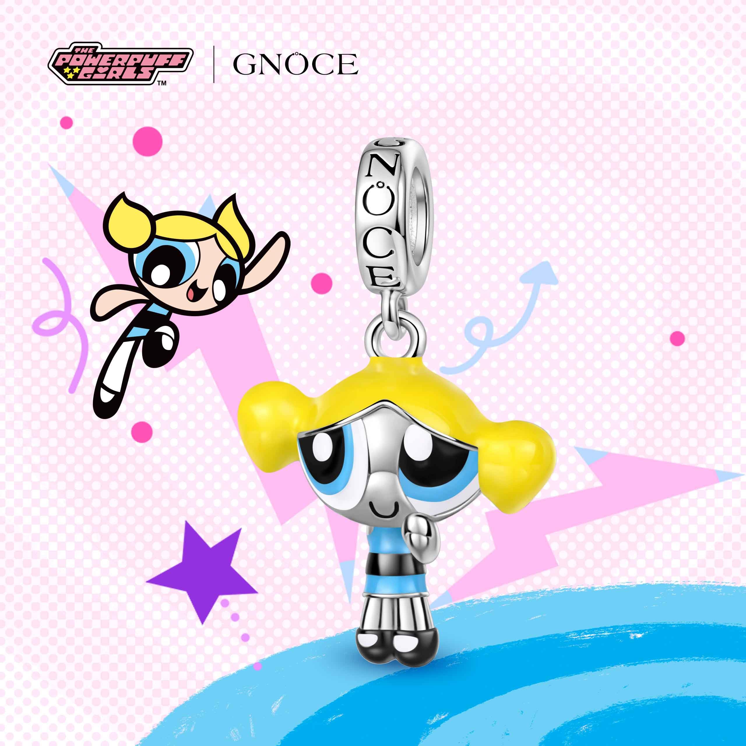 GNOCE Charm Anhänger Die Powerpuff Girls Buttercup Anhänger 925 Sterlingsilber Beads Charms für Frauen und Mädchen Schmuckgeschenk