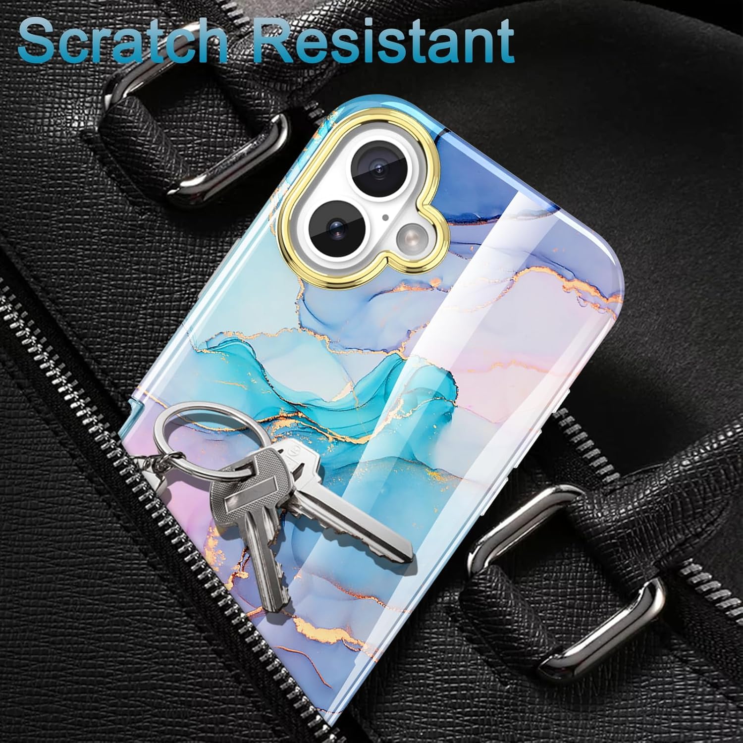 Cute Marble Case for iPhone 16 6.1 inch Built with Screen Protector, Lightweight and Stylish Full Body Shockproof Protective Rugged TPU Case for Women/Girls - Image 5