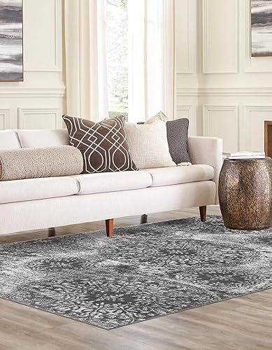 Miniatura 5 de Unique Loom - Tapete rectangular de 9 x 12 pies, estilo clásico y tradicional, colección Sofía, modelo 3138656, color beige., Polipropileno, Gris