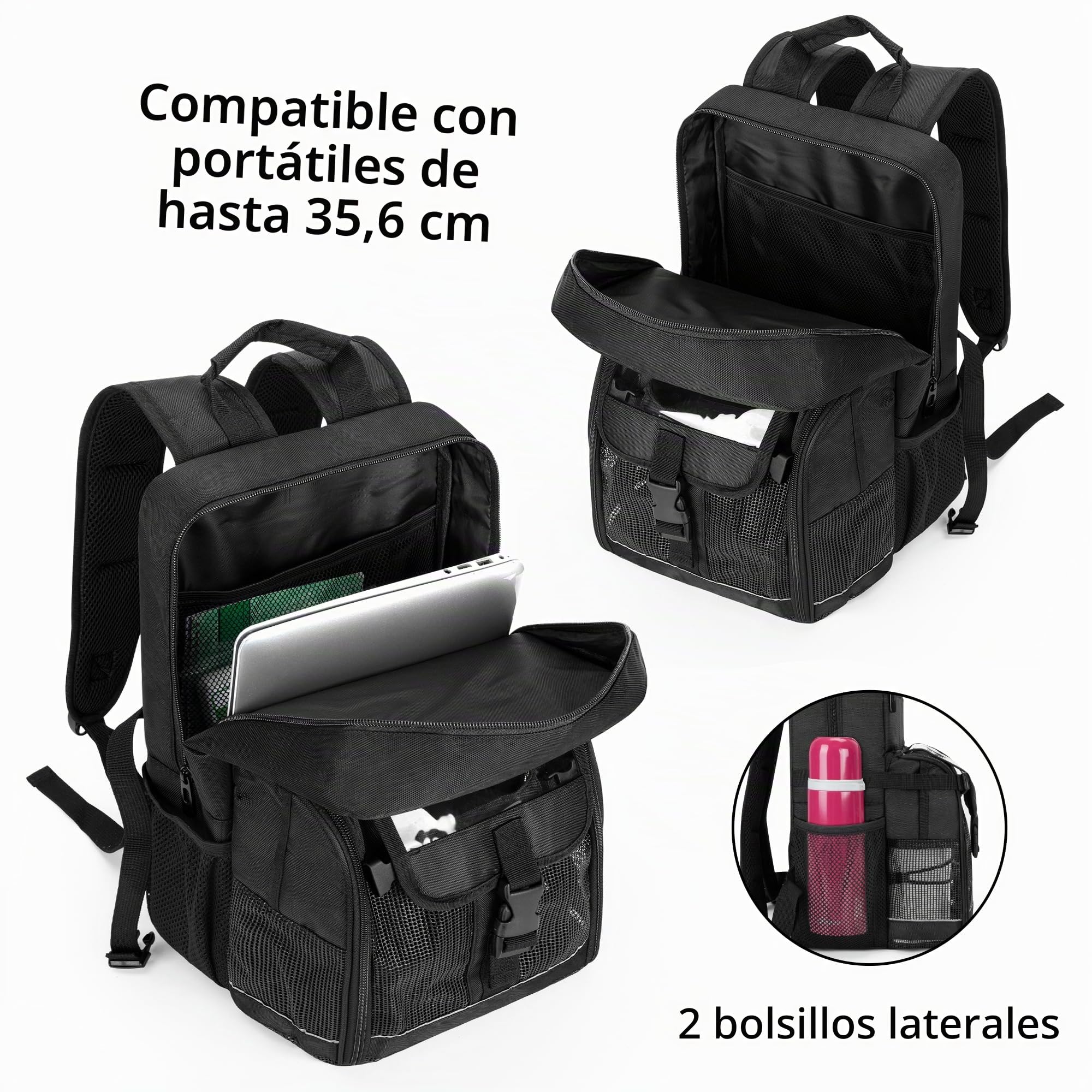 CURMIO Mochilla Concentrador de Oxígeno, Bolsa de Transporte para Concentradores de Oxígeno, Mochila POC Universal con Paneles de Malla, Perfecta para Viajar, Negro, (Sólo Bolsa) | Bolsa para Concentradores de Oxígeno, Mochila POC Universal, Paneles de Ma